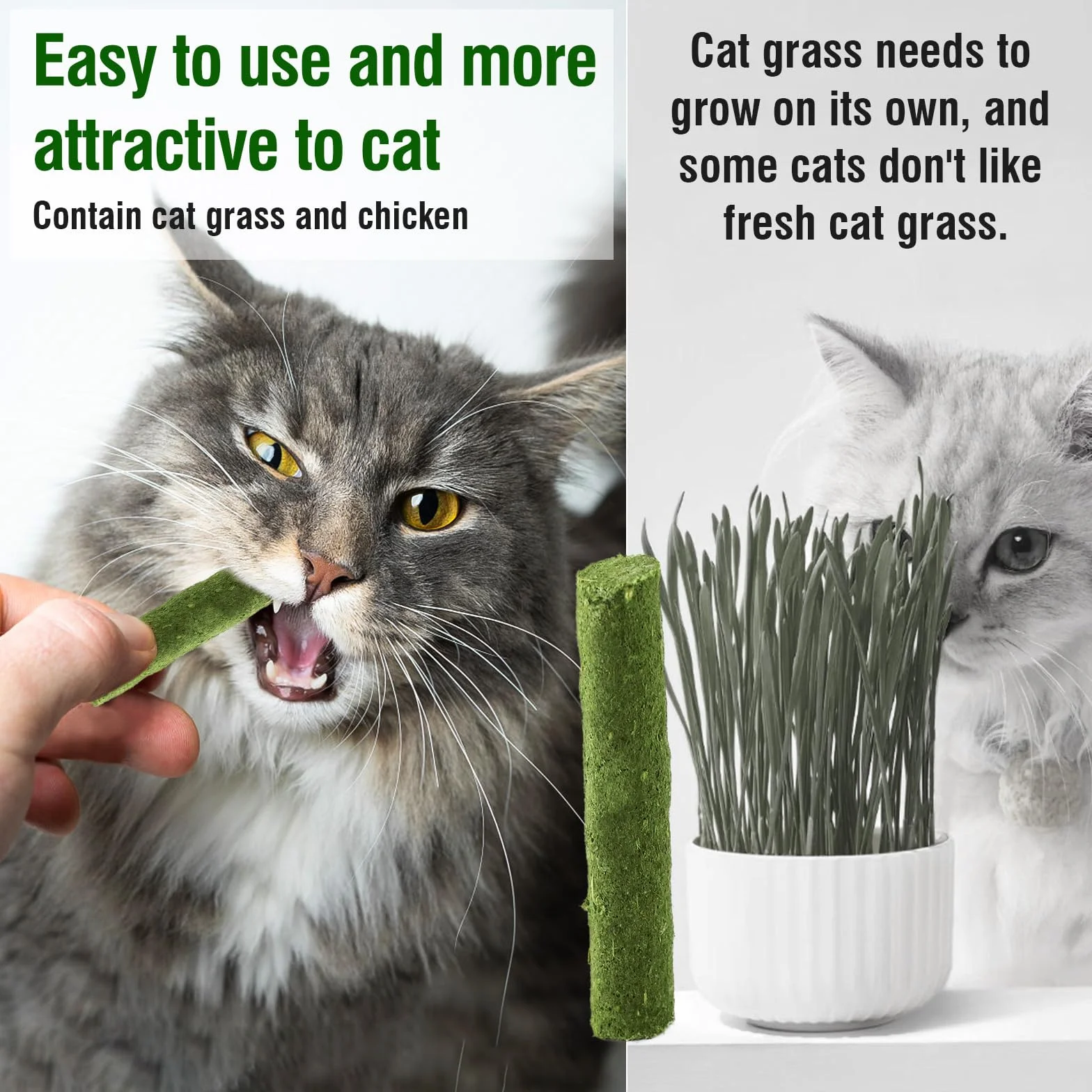120g Cat Grass Teething Stick Hairballs, De Hierba Para Gatos Palo De Dentición Bolas De Pelo, Palitos De Masticar Para Gatos, Palitos De Juguetes De Hierba Gatera Palo De Masticar De Interior (120g)
