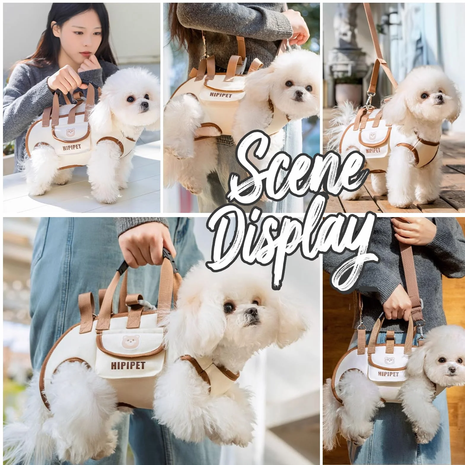 PETCUTE Bolso de Hombro para Mascotas,Arnés de Elevación para Perro con Bandolera,Bolsillo,Transpirable,Ajustable,Bolso Bandolera para Perros,Cachorros,Gatitos,Arnes de Transporte para Perros