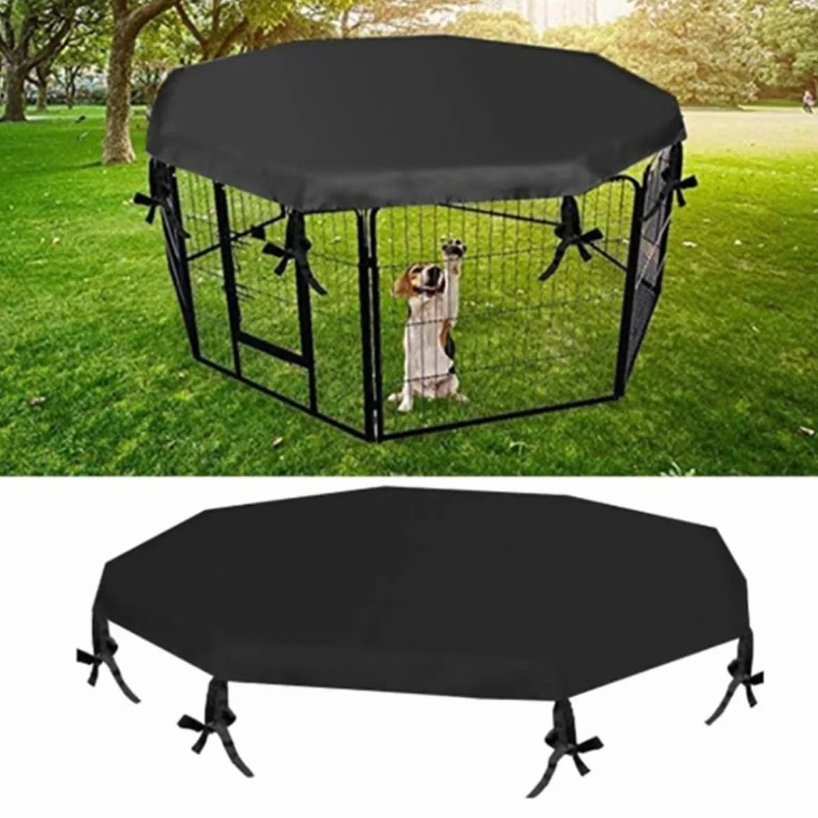Cubierta para Corral de Perros, 8 Paneles, Parasol de 66 cm para Mascotas, Conejos y Perros, Jaula Plegable, para Uso en Interiores y Exteriores