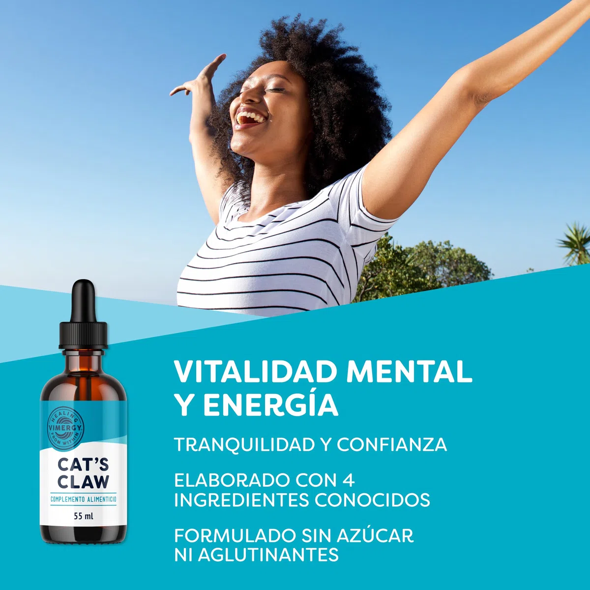 Vimergy Cat’s Claw – 55 ml, 27 Dosis – Uña de Gato Gotas – Extracto de Uña de Gato Líquido con Glicerina – Suplemento Vegano – Formulado sin Azucares o Aglutinantes – Sin OMG ni Gluten