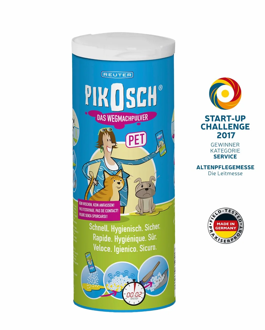Pet 235g Limpiador Especial - Absorbente de líquido - el Polvo de vómito para la eliminación desagradable de orina, vómitos y Otros excrementos de su Mascota