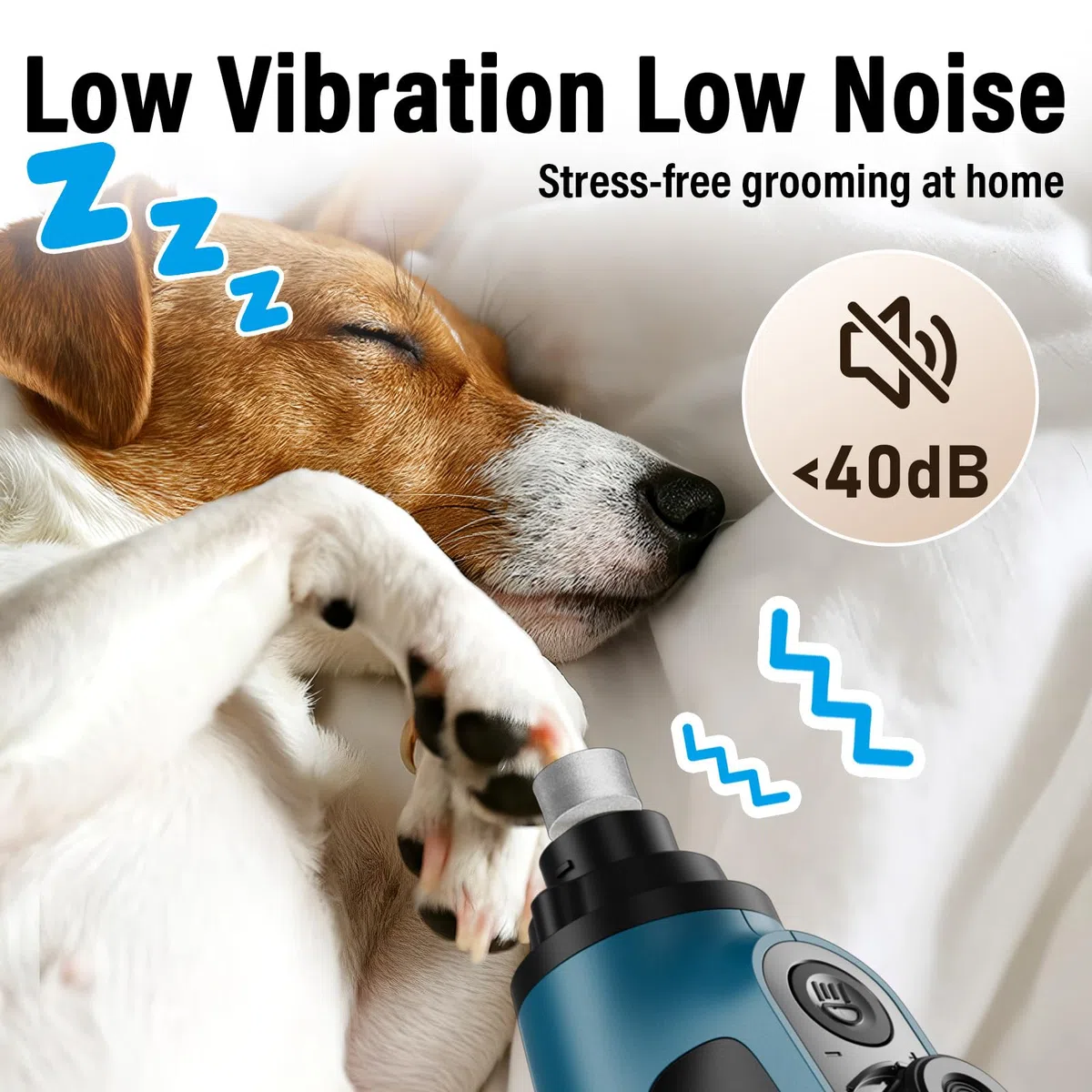 Casfuy - Molinillo de uñas Inteligente de 6 velocidades para Perros, 50% más de Potencia con 2 Luces LED silenciosas y Recargables para Perros y Gatos de tamaño pequeño, Mediano y Grande