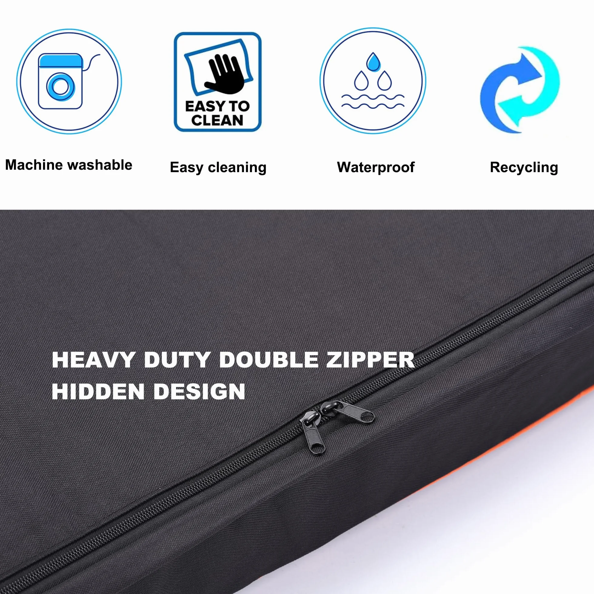 Leberna Funda impermeable para cama de perro, lavable, resistente, duradera, Oxford, universal, funda protectora de repuesto para cama de perro (negro, grande (44 pulgadas de largo x 32 pulgadas de