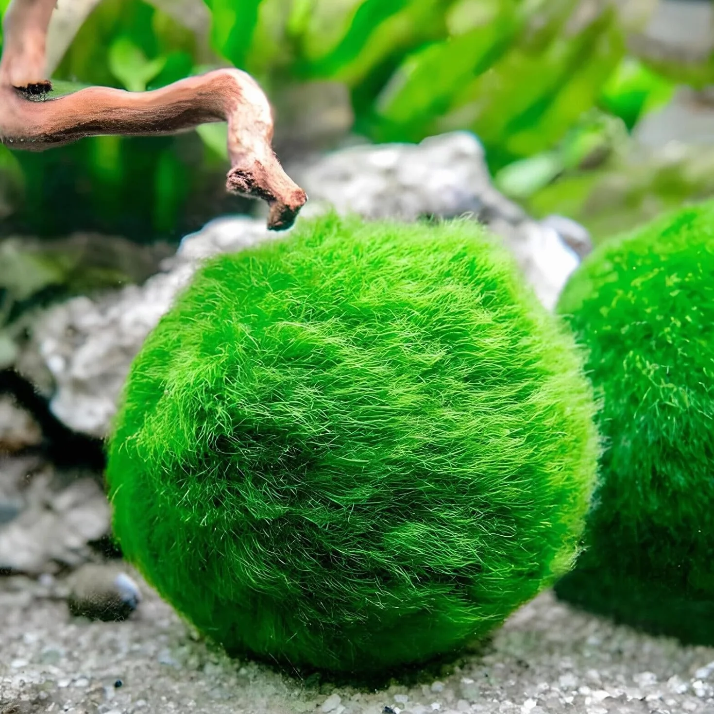 Marimo (2-3 cm) - Alga Bola Cladophora Aegagropila Musgo con Certificación, Decoración Natural para Acuarios, Terrarios y Bomboneras - Envío sellado 100% humedad (10 piezas)