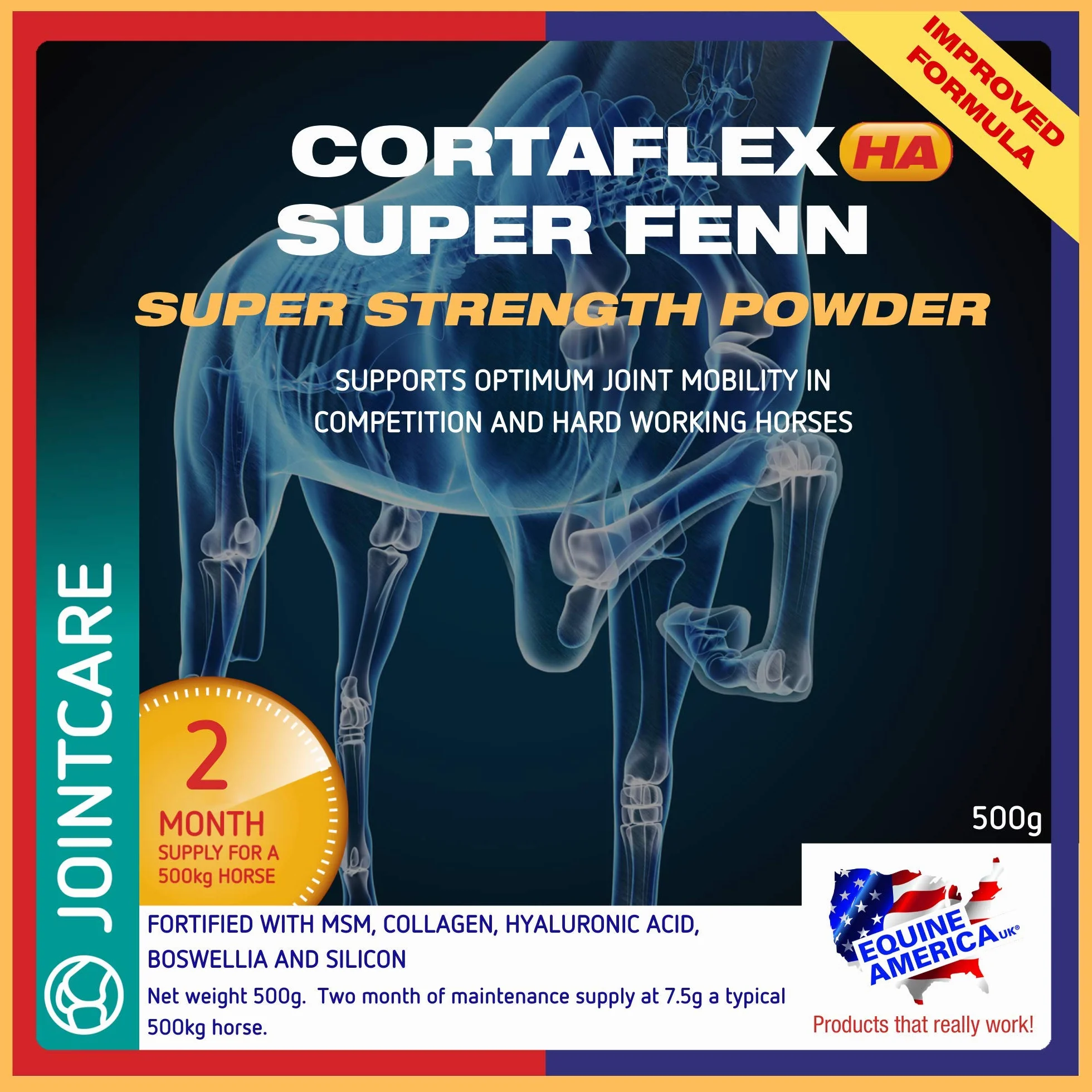 Cortaflex HA Super Fenn Super Strength Powder |Hochwertiges gebrauchsfertiges Nahrungsergänzungsmittel für Pferde und Ponys | Unterstützt Optimum 500g