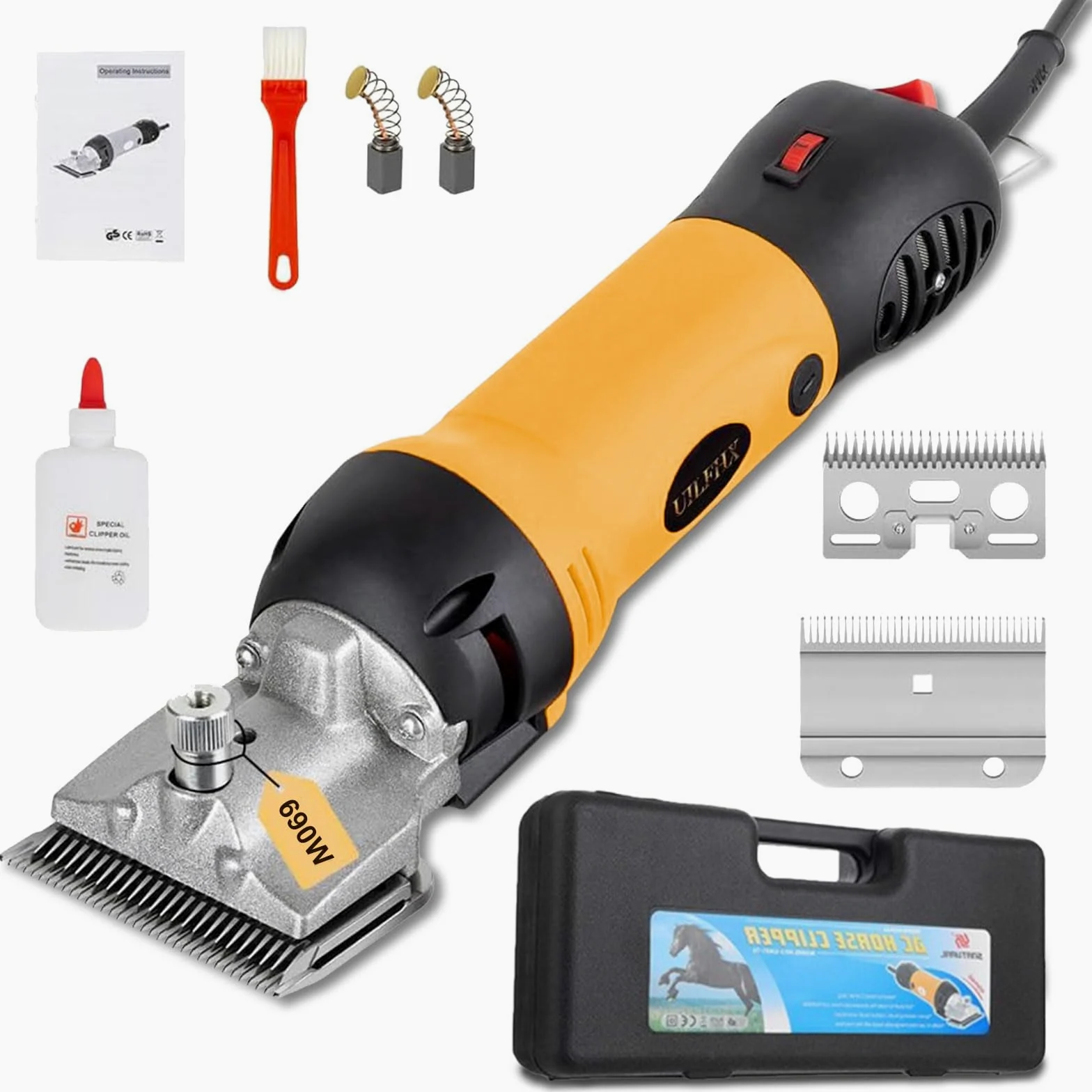 Cortapelos eléctrico para caballos para ganado, cortadora eléctrica resistente de 690 W, tijeras profesionales de ovejas para animales, recortadora de aseo de mascotas para caballo, ovejas,