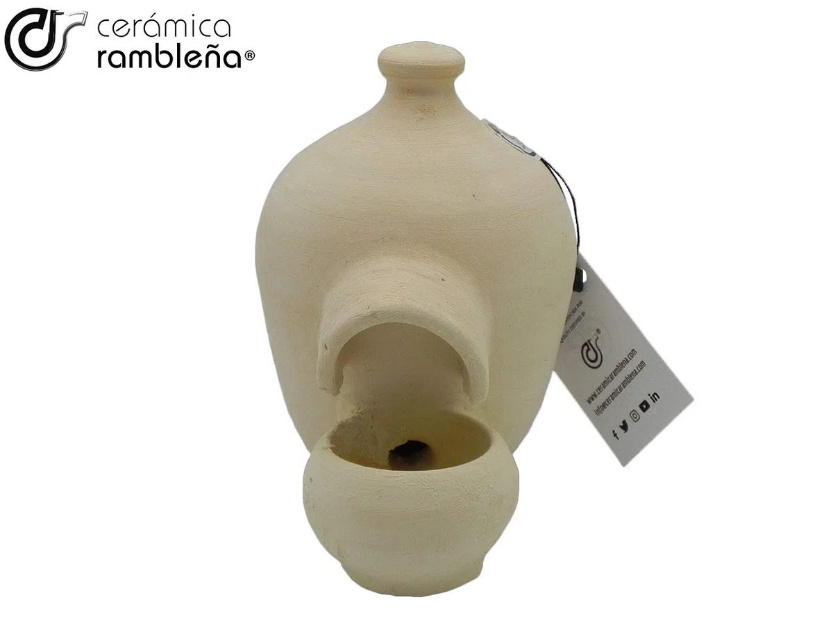 CERÁMICA RAMBLEÑA | Bebedero para gallinas | Bebedero para pájaros | La Rambla (Córdoba) | 100% Hecho a Mano | 1 litro | Eco