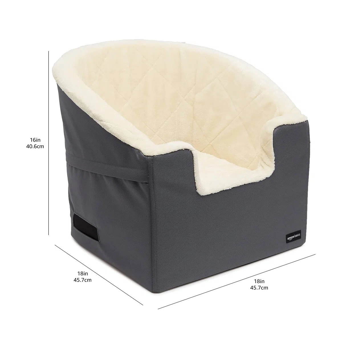 Amazon Basics Bolsa asiento elevadora para coche para mascotas, Pequeño, 45,7 x 45,7 x 40,6 cm - Gris