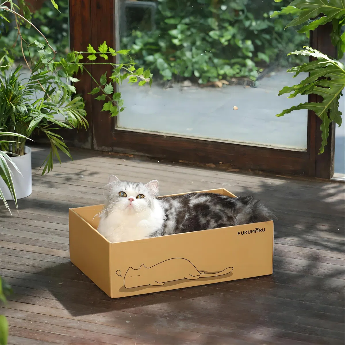 FUKUMARU Gato rascador de cartón 5 Piezas con Caja, Reversible, Cat Scratch Pad, Kitty Ondulado rascador Cama
