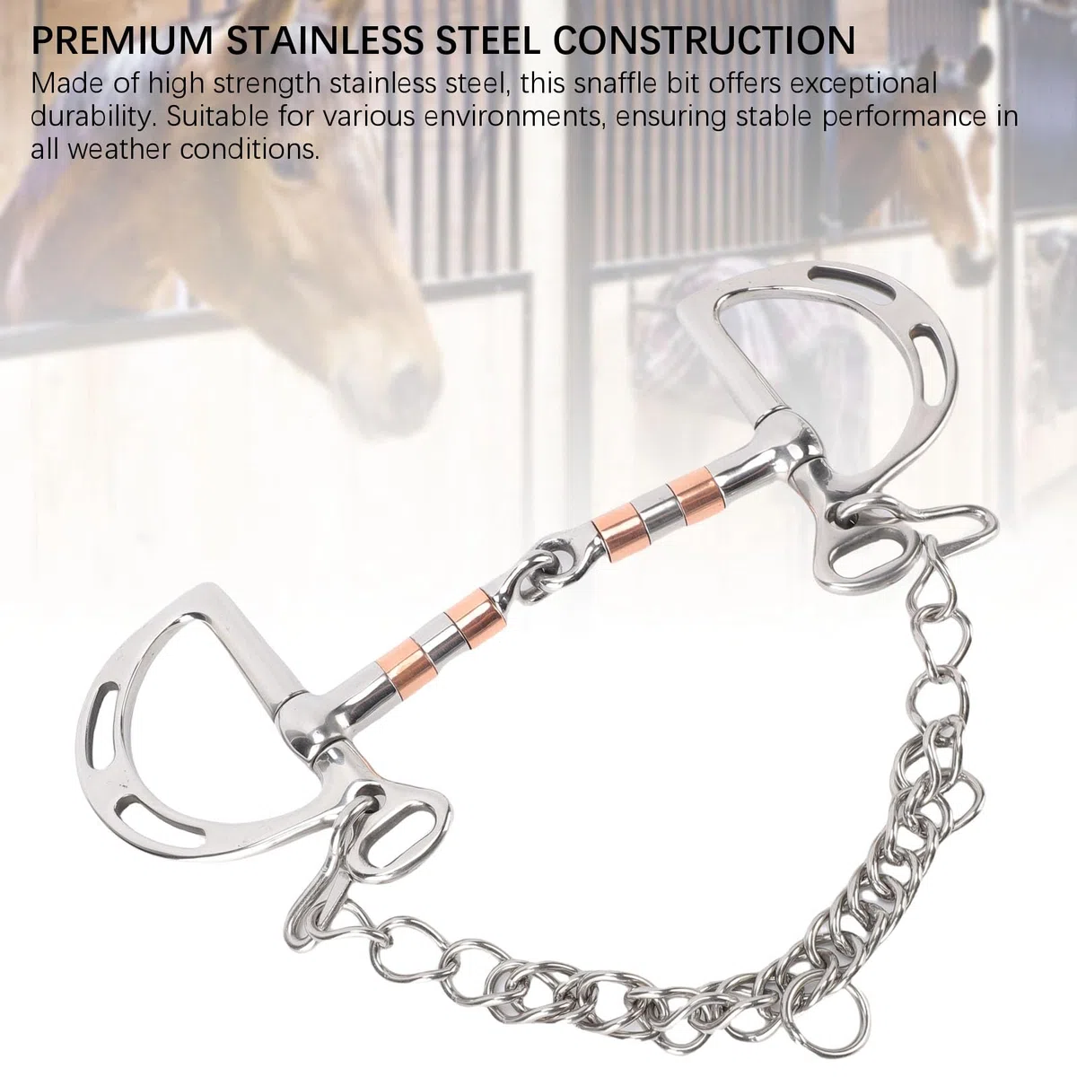 Pssopp Broca de Snaffle de Acero Inoxidable, Diseño Ranurado con Boca Articulada Hueca para un Control y Comodidad Mejorados en la Conducción Ecuestre