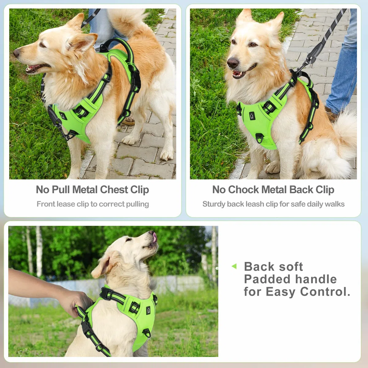 Arnes Perro Antitirones, Grande Mediano Pequeño Arnés Pecho Antitirones Perros con Asa Acolchado, Ajustable Transpirable Reflectantes Cómodo Chalecos Perro para Adiestramiento y Correr
