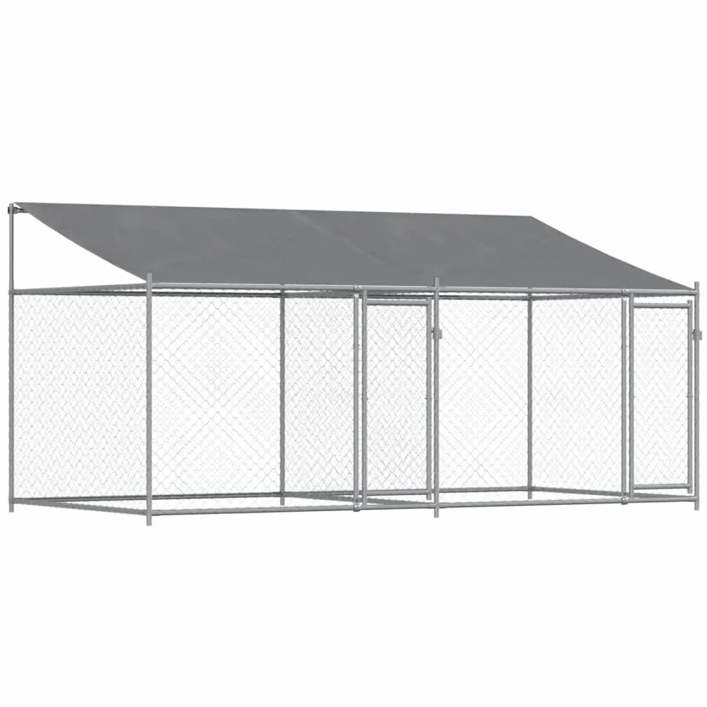Gecheer Jaula para Perros, Grande, de Exterior, de Acero, con Techo, 4 x 2 x 2 m, Espaciosa para Perros de Talla Grande