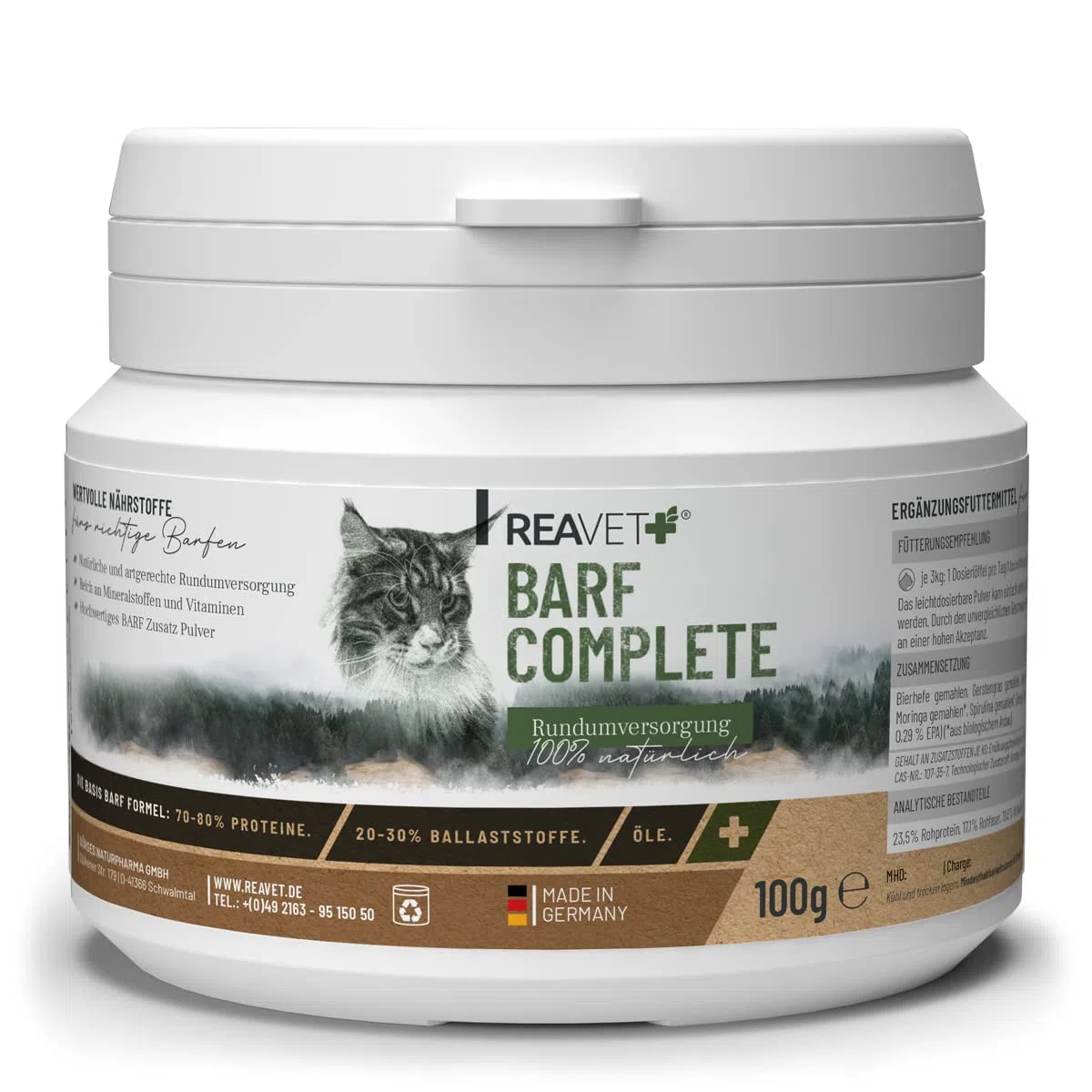 ReaVET Barf Complete Cat for 5 meses – Suministro completo, aditivo Barfen, vitaminas para gatos y minerales