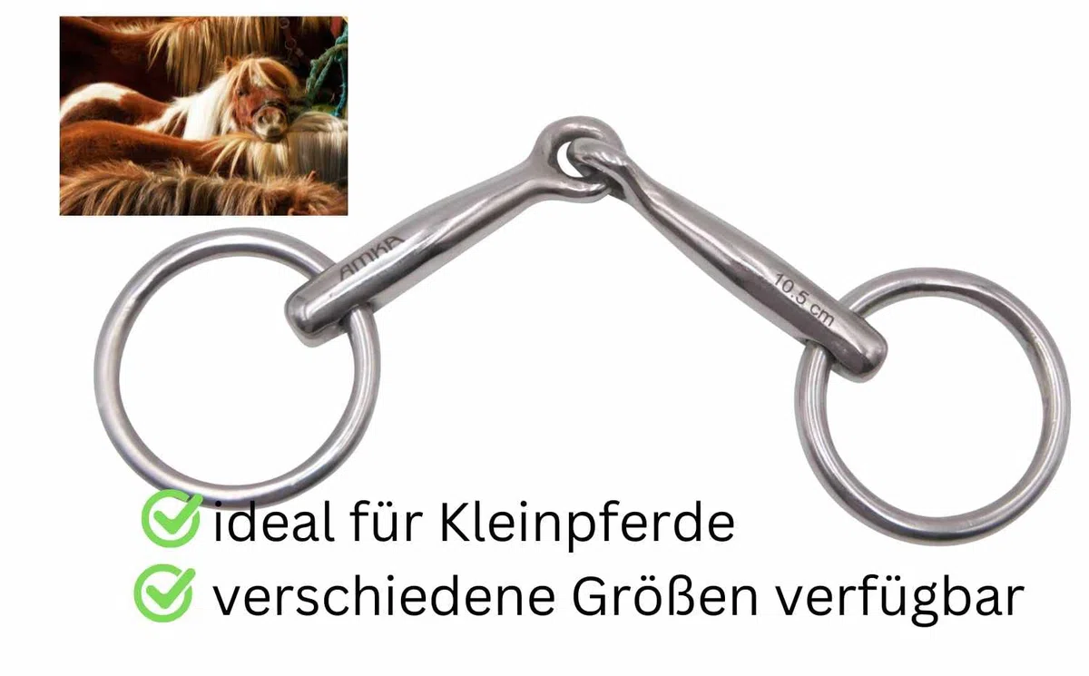 AMKA Trenza de agua para pony, acero inoxidable, grosor de 10 mm, anillos de 40 mm, 7,5 – 9,5 – 10,5 cm