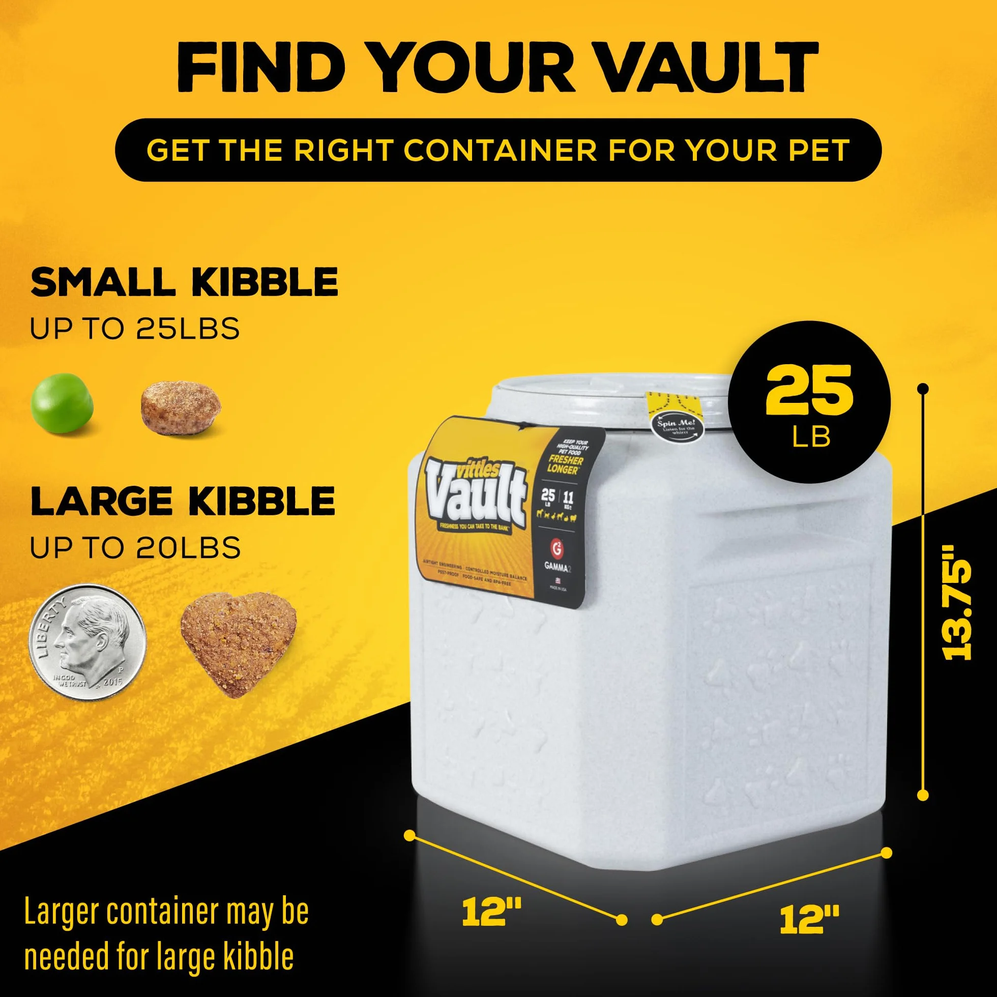 Gamma2 Vittles Vault Plus para Almacenamiento de Comida para Mascotas