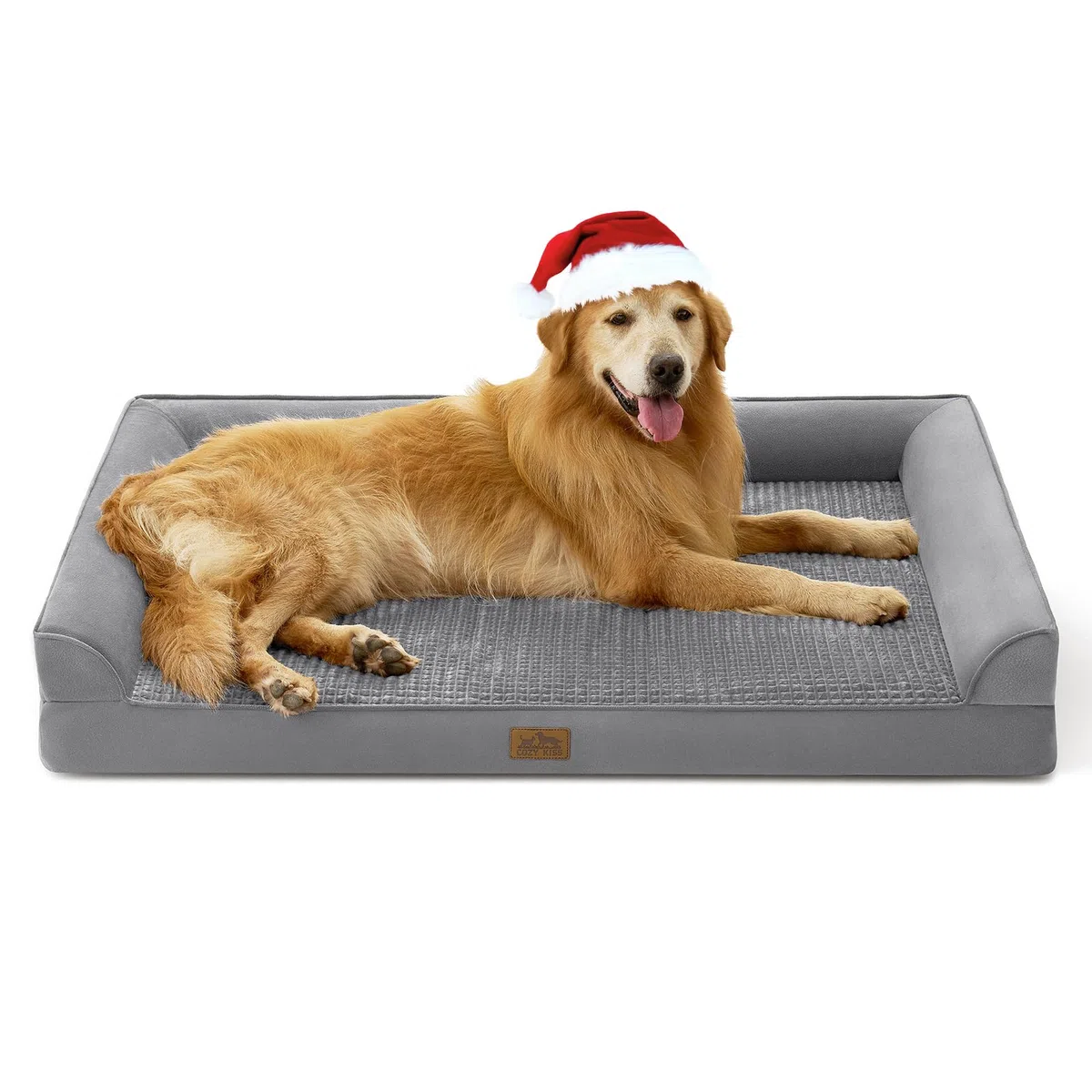 Cama ortopédica Cosy Kiss para Perros extragrandes, sofá XXL para Perros extragrandes, Acolchado de Espuma de Gran Soporte, Funda Impermeable y Base Antideslizante, Gris