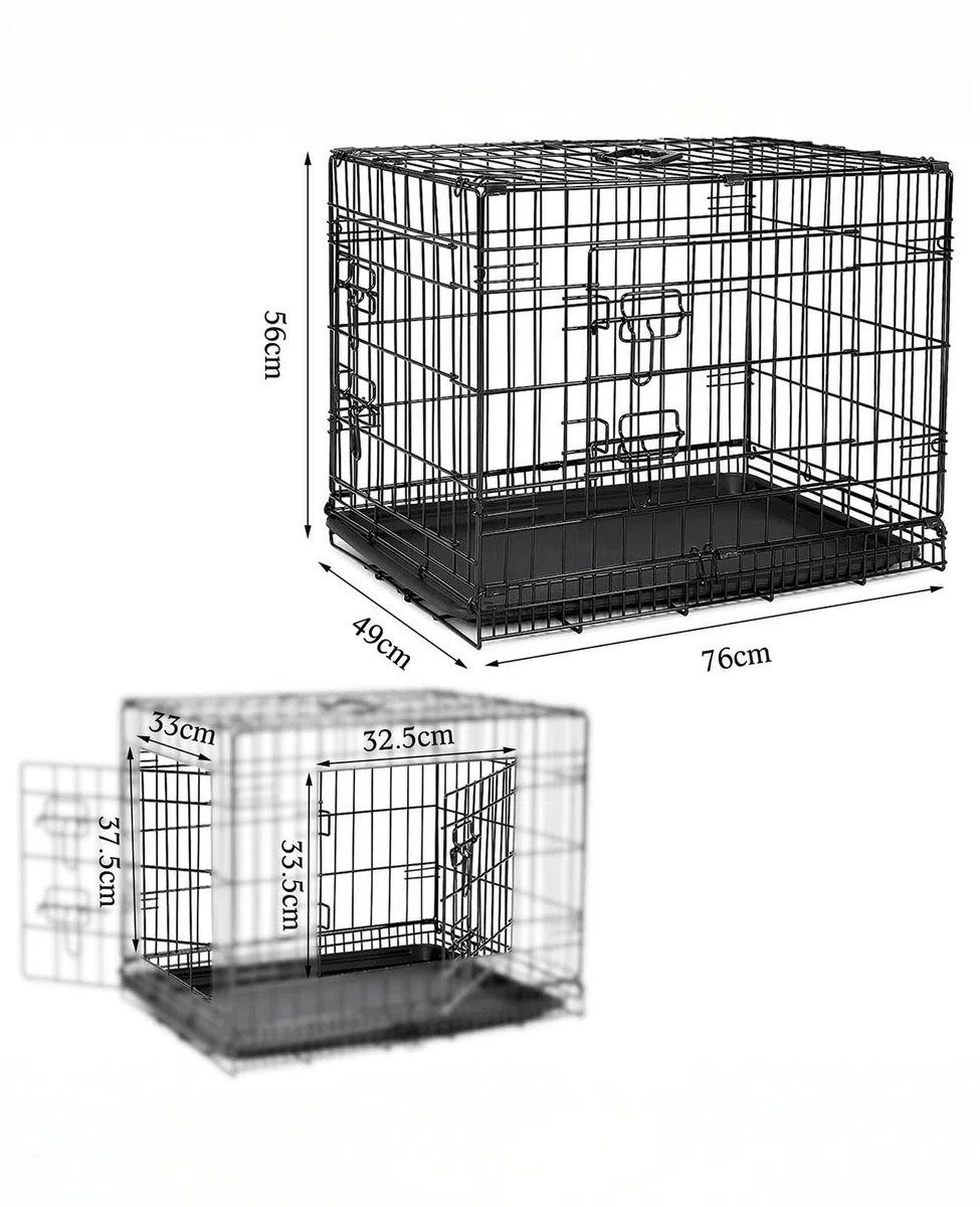 lionto Jaula Transporte Plegable para Perros Caja de Transporte, (L) 76x49x56 cm Negro