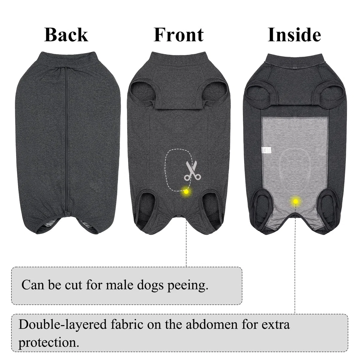 Traje Recuperacion Perro con Zip Faja Quirúrgica Caninos Camiseta Perro Postoperatorio Femenino Macho Body Quirurgico Caninos Traje para Perros Recuperación Ropa Perros Chaleco Operacion