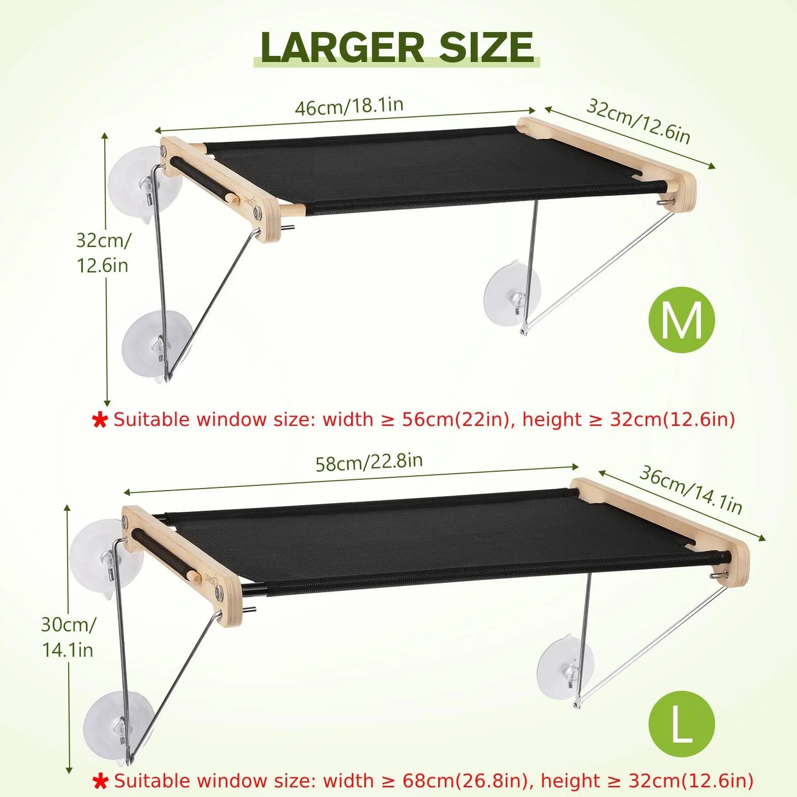pecute Hamaca Gato Ventana, Hamaca Reforzada con Fuerte Ventosa, Cama Colgante de Interior Reclinable, Cama Colgante Malla Disipación de Calor Grande para Siesta y Tomar el Sol (hasta 15 kg)