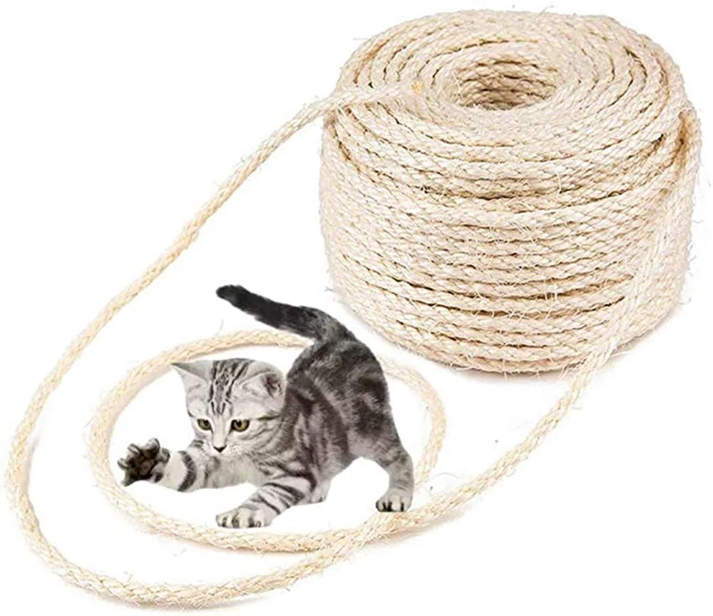 Cuerda de sisal para rascador, columna para gatos, sisal natural, 6 mm, 100 m