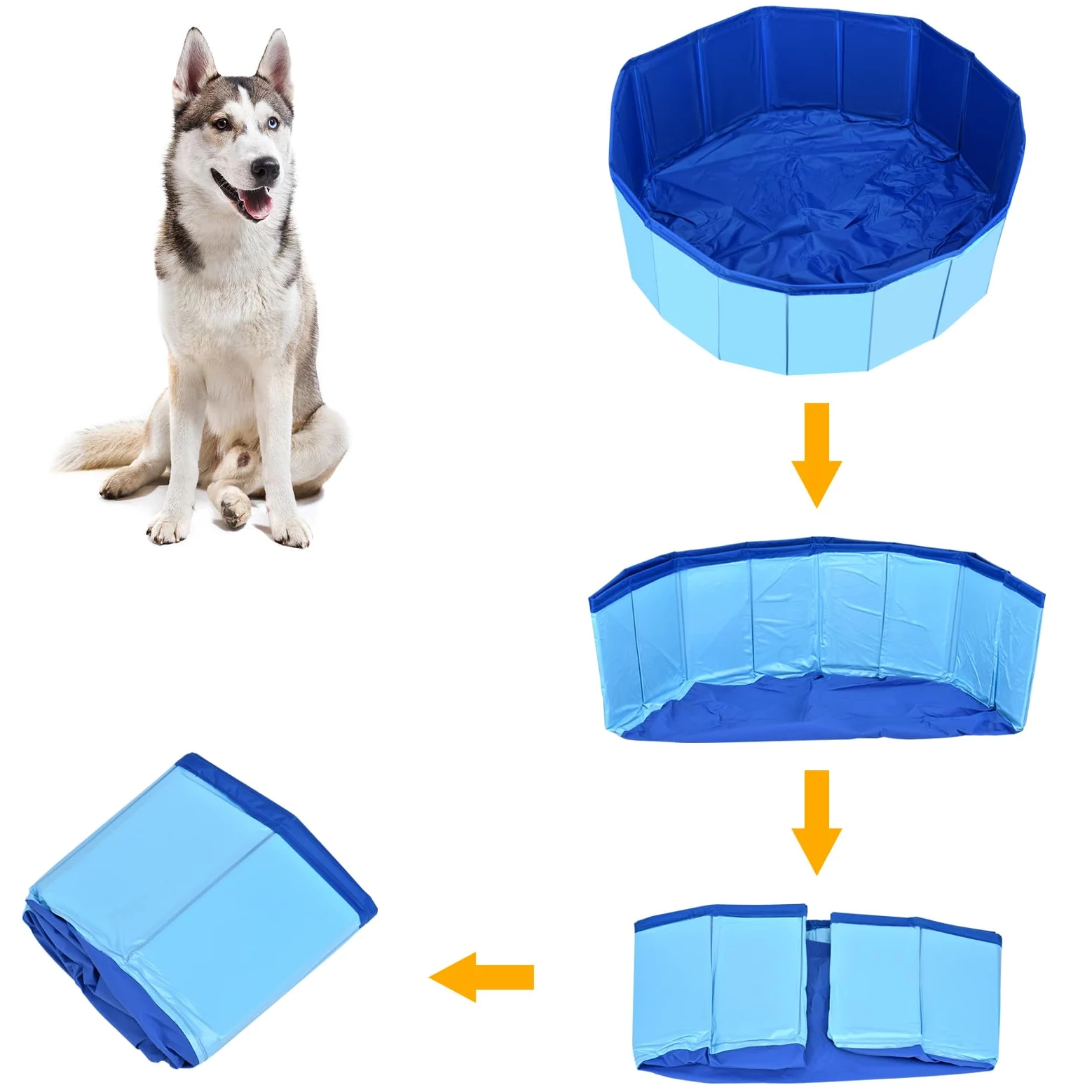 Tina plegable para perros, piscina grande de PVC para mascotas, piscina de juegos para mascotas, piscina antideslizante para el baño de perros en el jardín (80 x 20 cm)