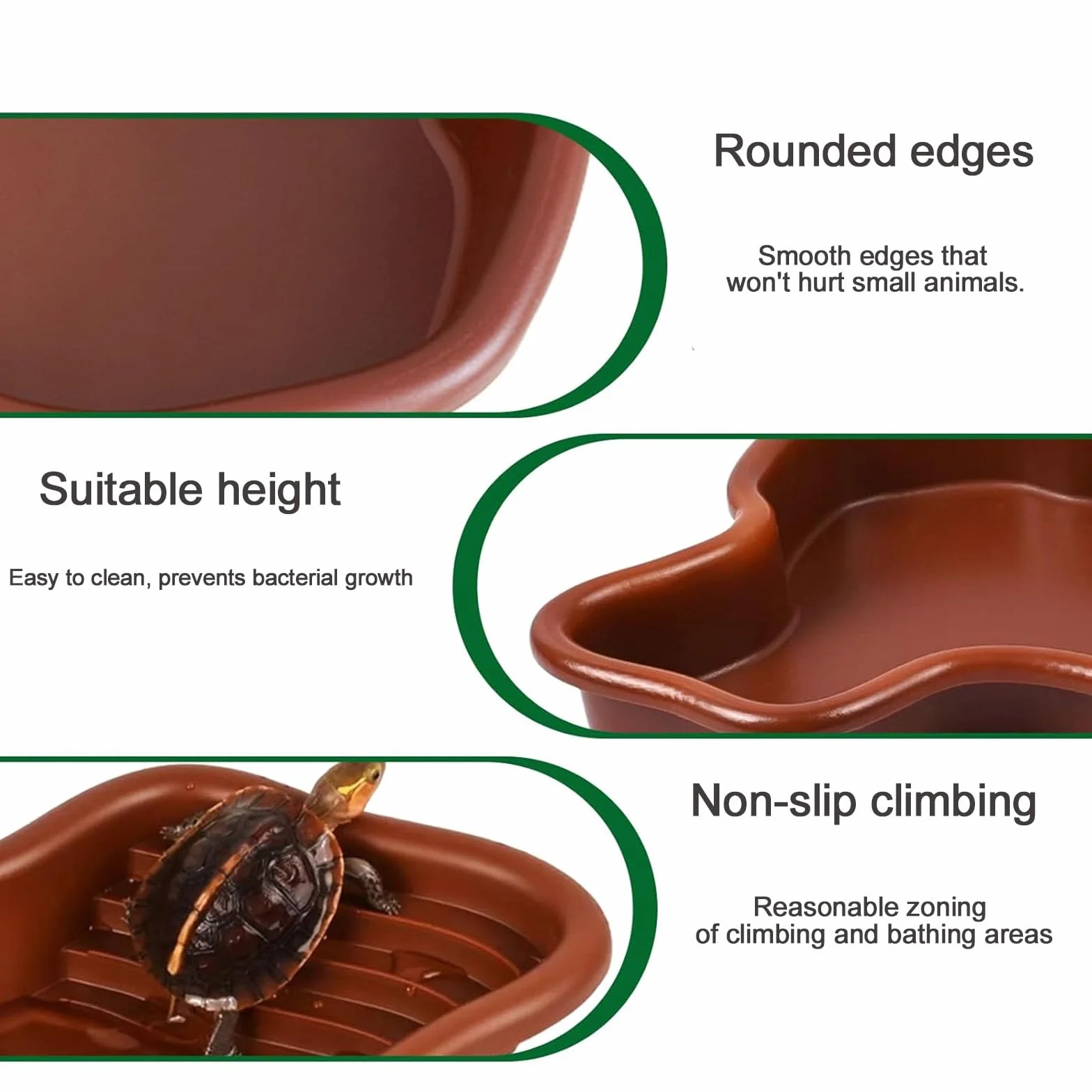 Piscina de Baño para Reptiles,Hábitat de Tortuga con Rampa no Deslizante,Cuenco Grande de Agua para Reptiles,Piscina de Reptiles,Hábitats Anfibios,para Serpientes, Dragones Barbudos, Tortugas