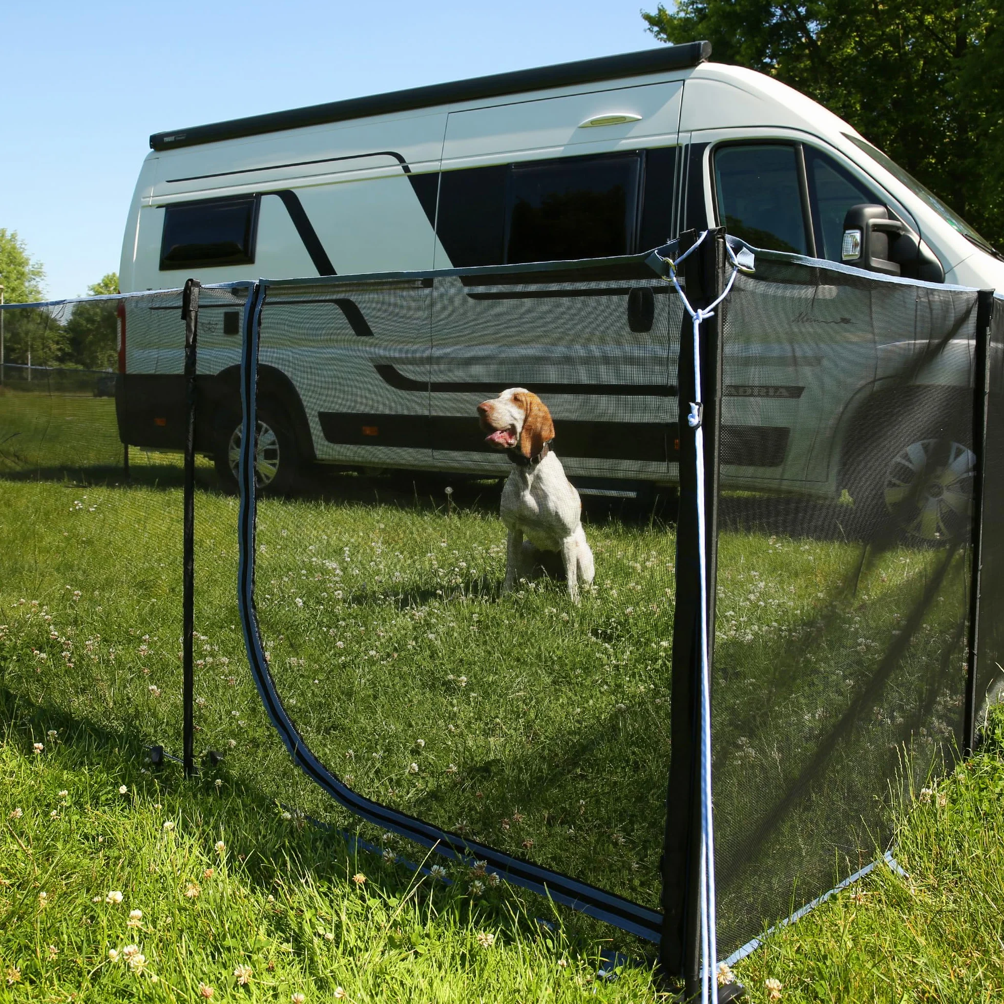your GEAR Larino Door - Elemento de puerta, 2 m de ancho, valla para perros móvil, área de juego al aire libre - Camping y jardín, ampliable sin límites