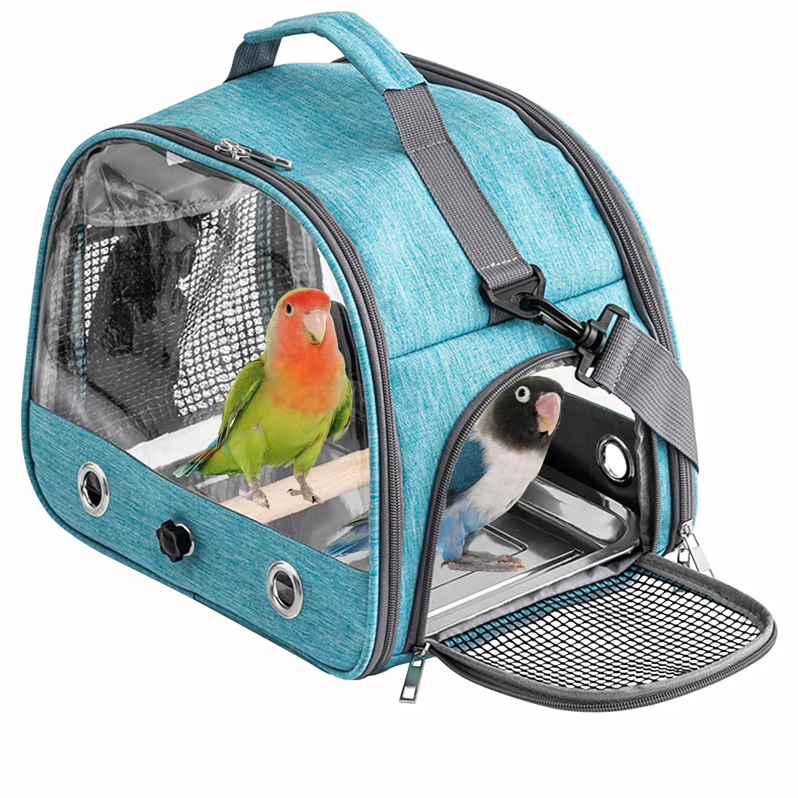 Bolsa de transporte para pájaros portátil, jaula de acero inoxidable, mochila con varilla de madera, para loros y otros pájaros