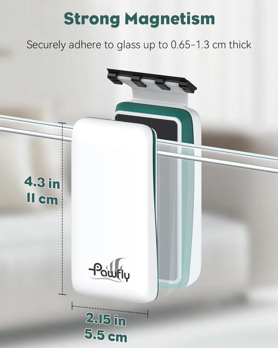 Pawfly Cepillo magnético Potente para acuarios, con 2 rascadores extraíbles, Flotante, para Vidrio de 0,65-1,3 cm de Espesor