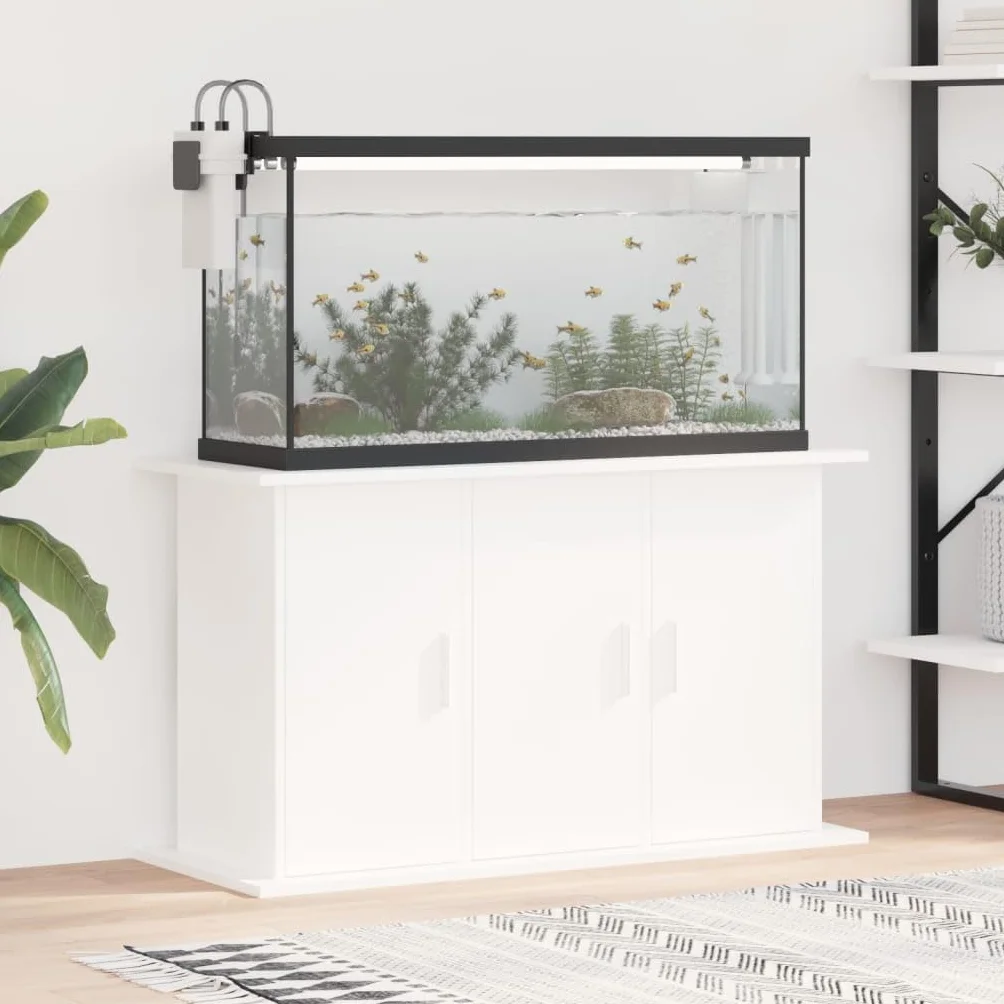 Homgoday Soporte para Acuario, Armario Inferior con 6 Compartimentos, Mesa de Acuario para Soporte Seguro, Color Blanco, 101 x 41 x 58 cm