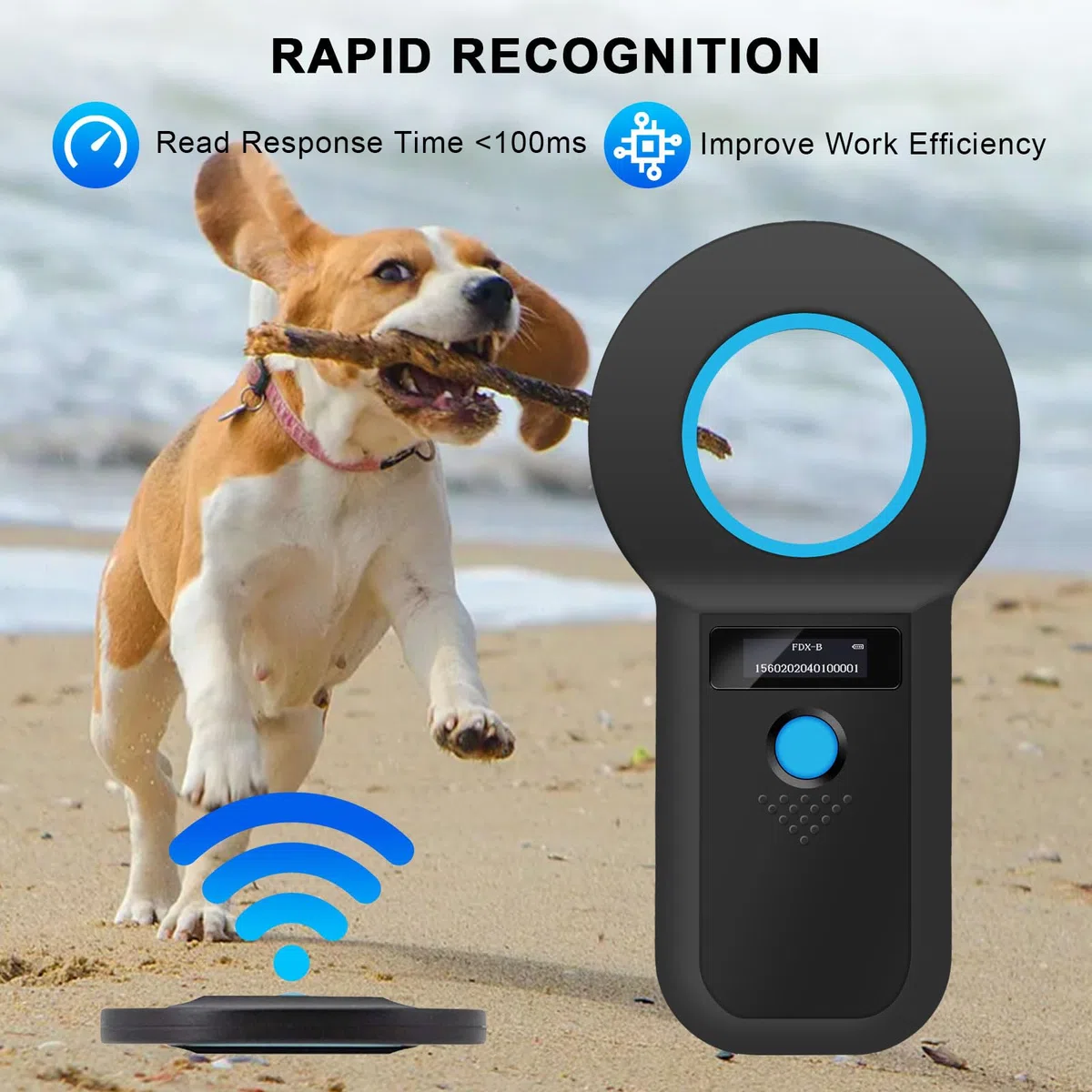 ARCELI Lector Microchip Animales, Bluetooth Lector Chip Mascotas, Lector de Chip para Perros/Gatos 134,2KHz, 128 Almacenamiento de Datos, ISO11784/85/HFDX-B/EMID