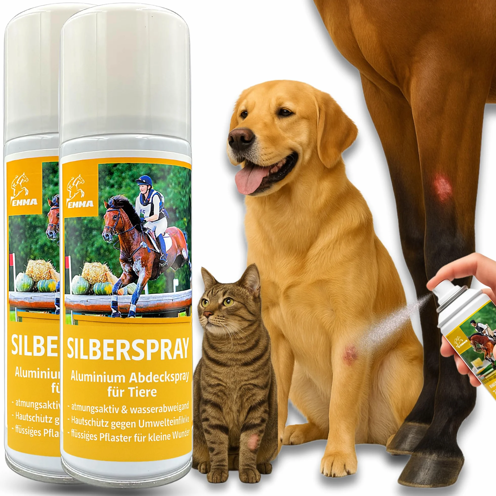 Spray de plata para caballos I Spray protector de heridas para animales I Spray de plata para perros y gatos I Spray de plata de aluminio I Desinfección Yeso en spray I Cuidado y desinfección 2*200ml