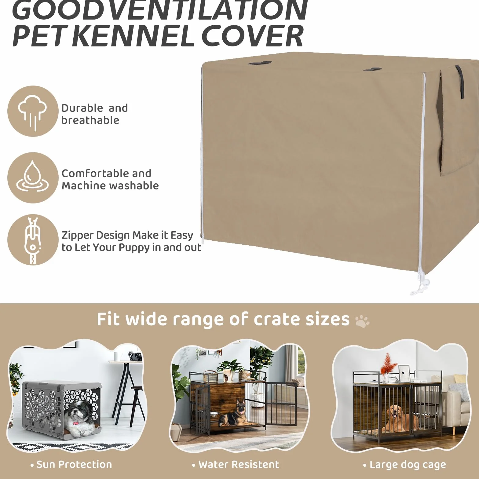 OUUTMEE Funda para jaula de perro de alambre de 24 pulgadas, cubierta impermeable de tela Oxford 210D para perrera, resistente al viento, cubierta para jaula de perro para protección interior y