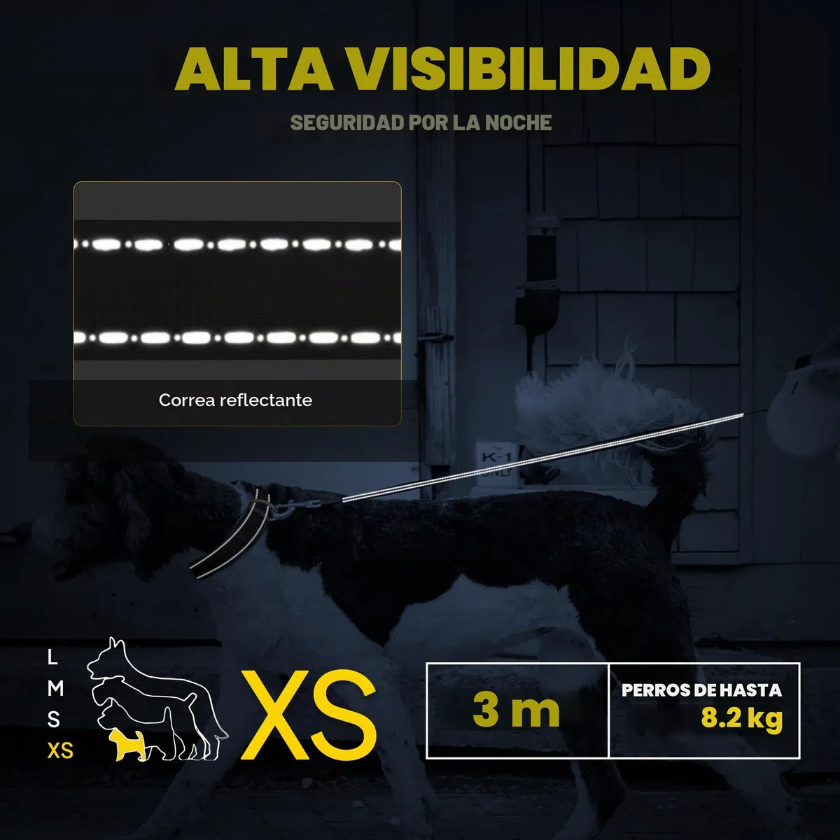 Fida Correa retráctil para Perro, Correa Resistente de 3 m para pasear Mascotas para Perros o Gatos pequeños de hasta 8 kg, sin enredos, Freno con una Sola Mano (XS, café)