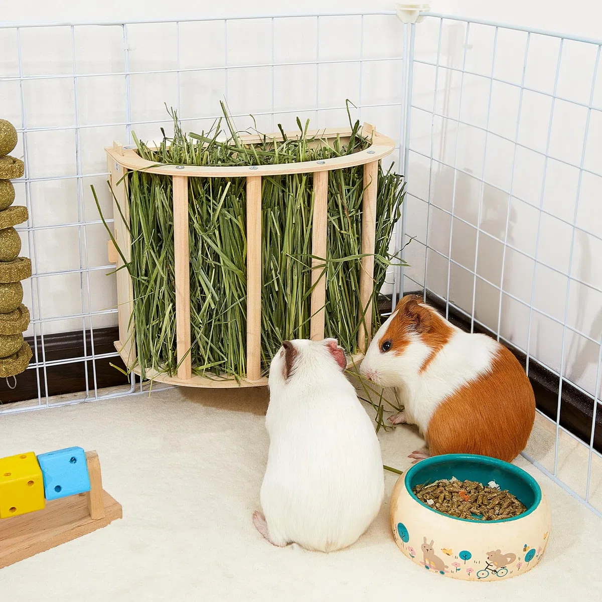 Porta Heno Colgante En Madera,Alimentador De Heno para Conejo Conejillo De Indias Chinchilla Y Pequeños Animales