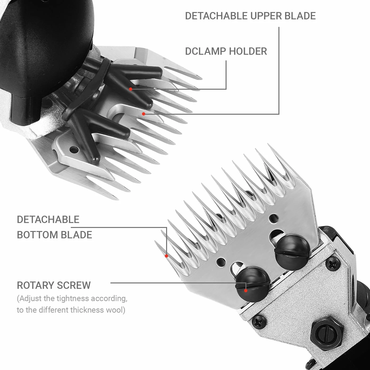 690 W Maquina de Esquilar Eléctrica para Oveja Tijeras, cabras u otros animales (Negro)