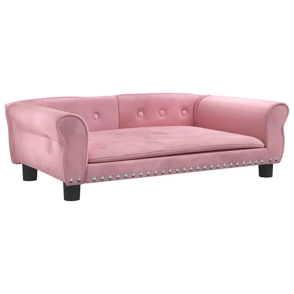 vidaXL Cama para Perros de Terciopelo Rosa 95x55x30 cm, sofá para Perros, Cama para Cachorros, Asiento para Perros, sofá para Mascota