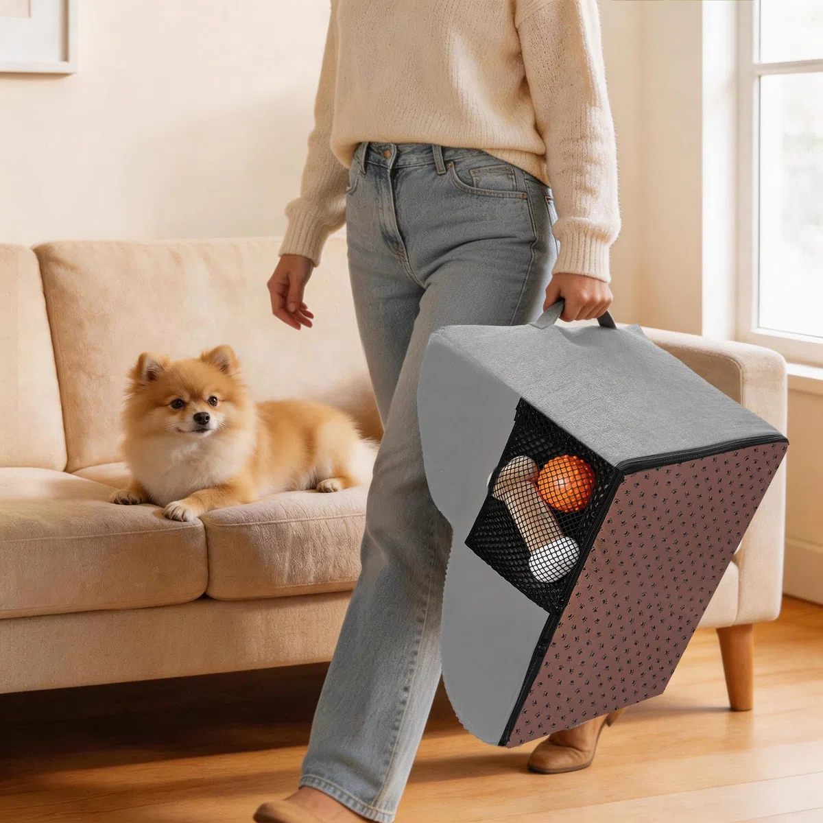 Thihome Escalones para Perros, Escalera Mascotas de Espuma 2 Escalones, Rampa para Perros con Funda Extraíble y Lavable, Escalera Perro para Sofá o Cama, 40x30x40cm, Gris