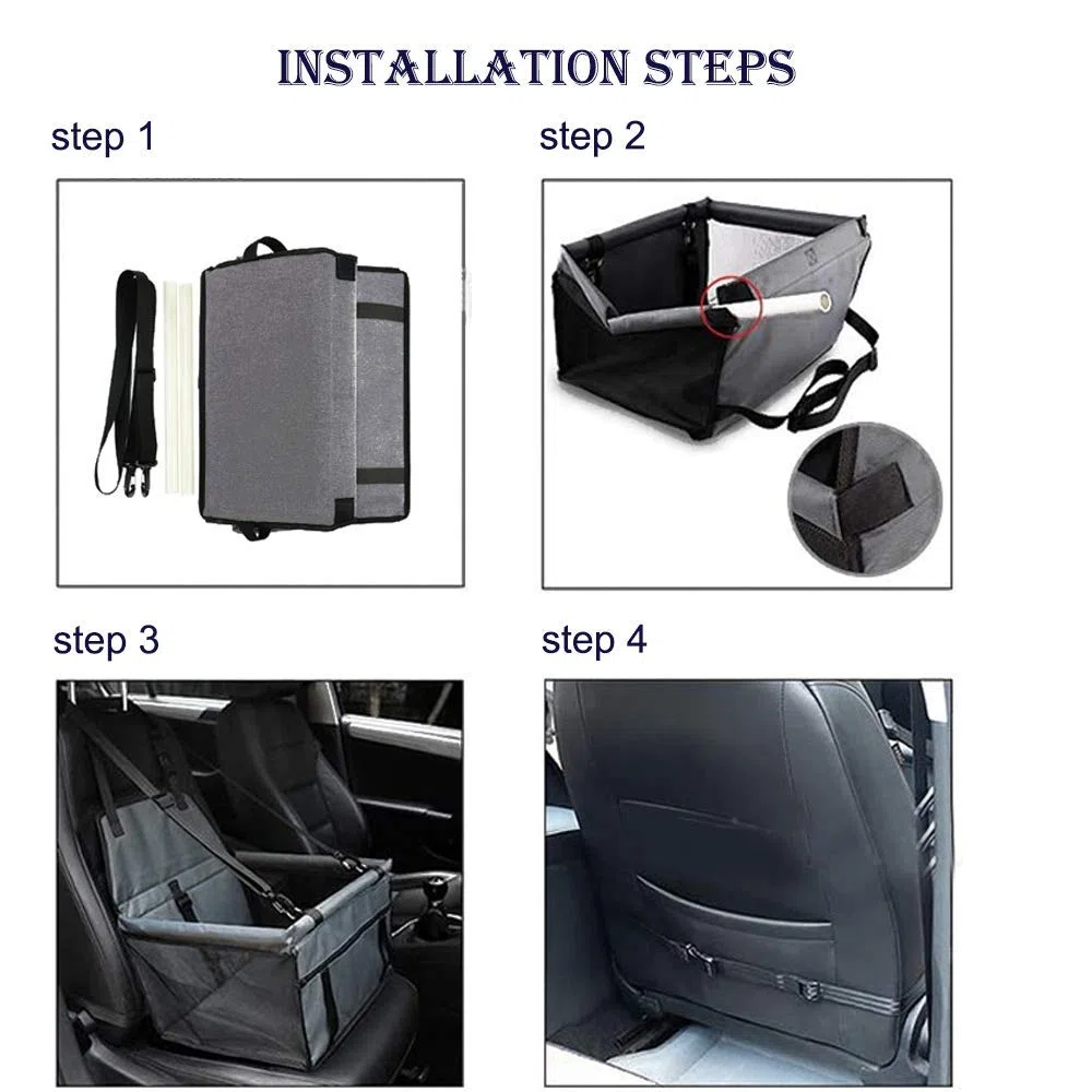 MENGQI - Asiento de seguridad de coche para perro, funda apta para mascotas pequeñas y medianas, lavable, plegable y transpirable