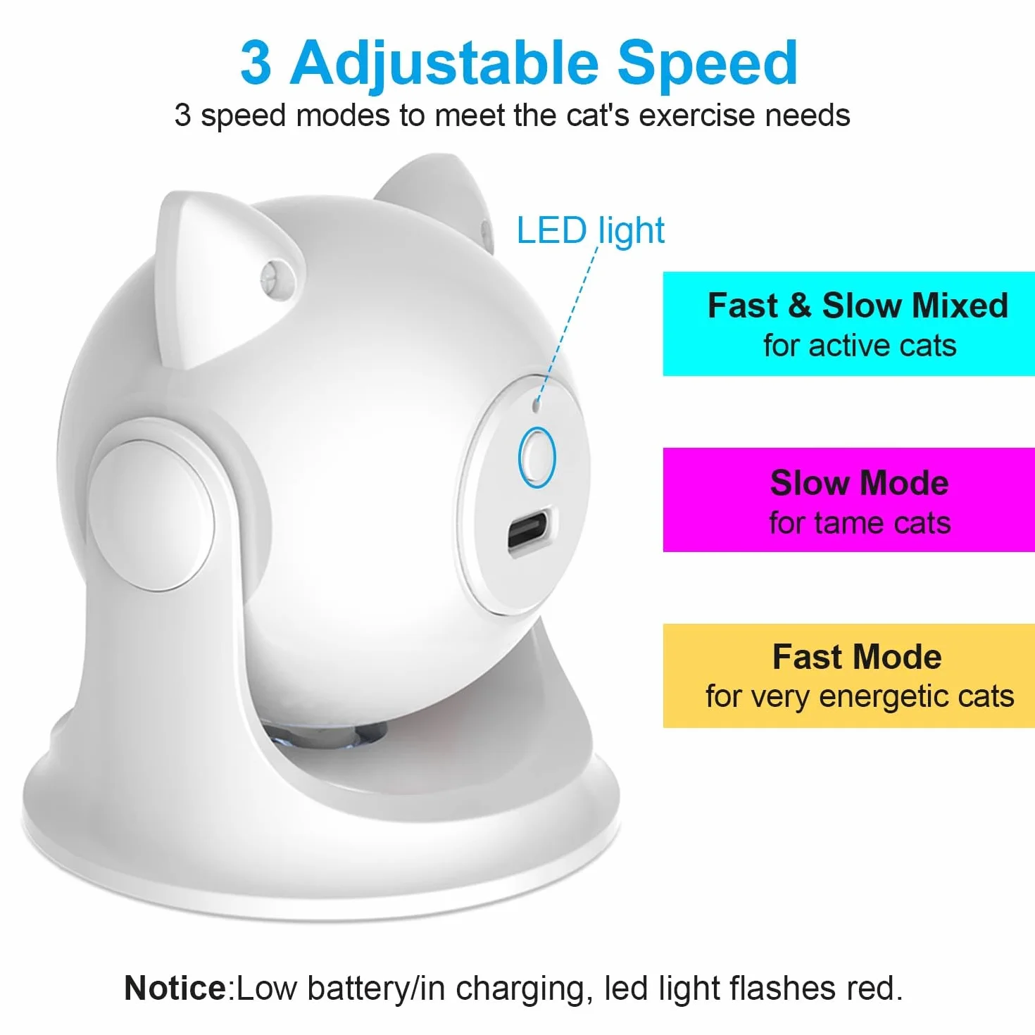 VOVIGGOL Juguete Automático Puntero para Gatos y Perros, Interactivo con USB C Recargable & Alcance Ajustable para Mascotas