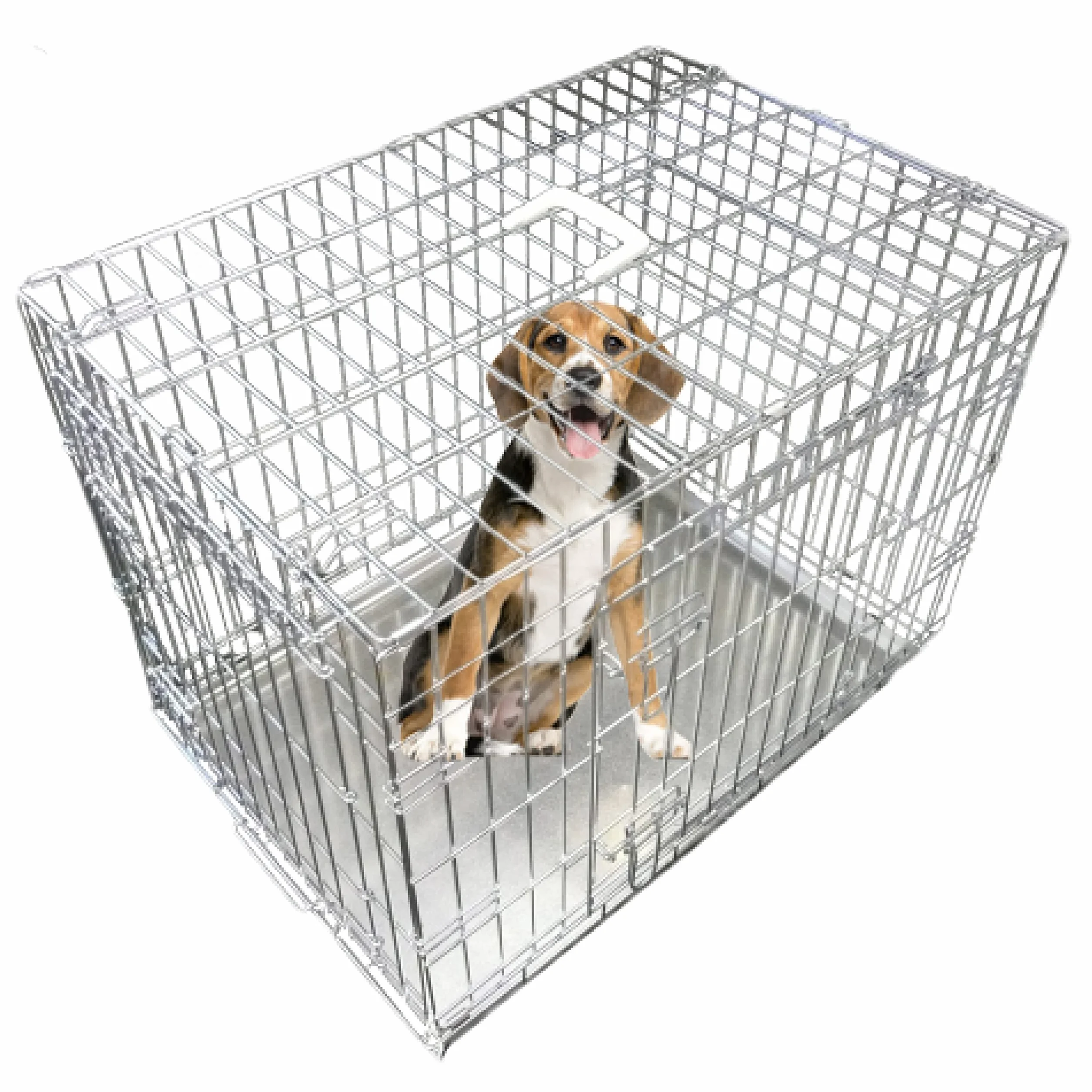 Ellie-Bo - Jaula plegable grande de 91 cm portátil y plegable de color plateado para perros con dos puertas hecha de varilla metálica resistente a mordiscos