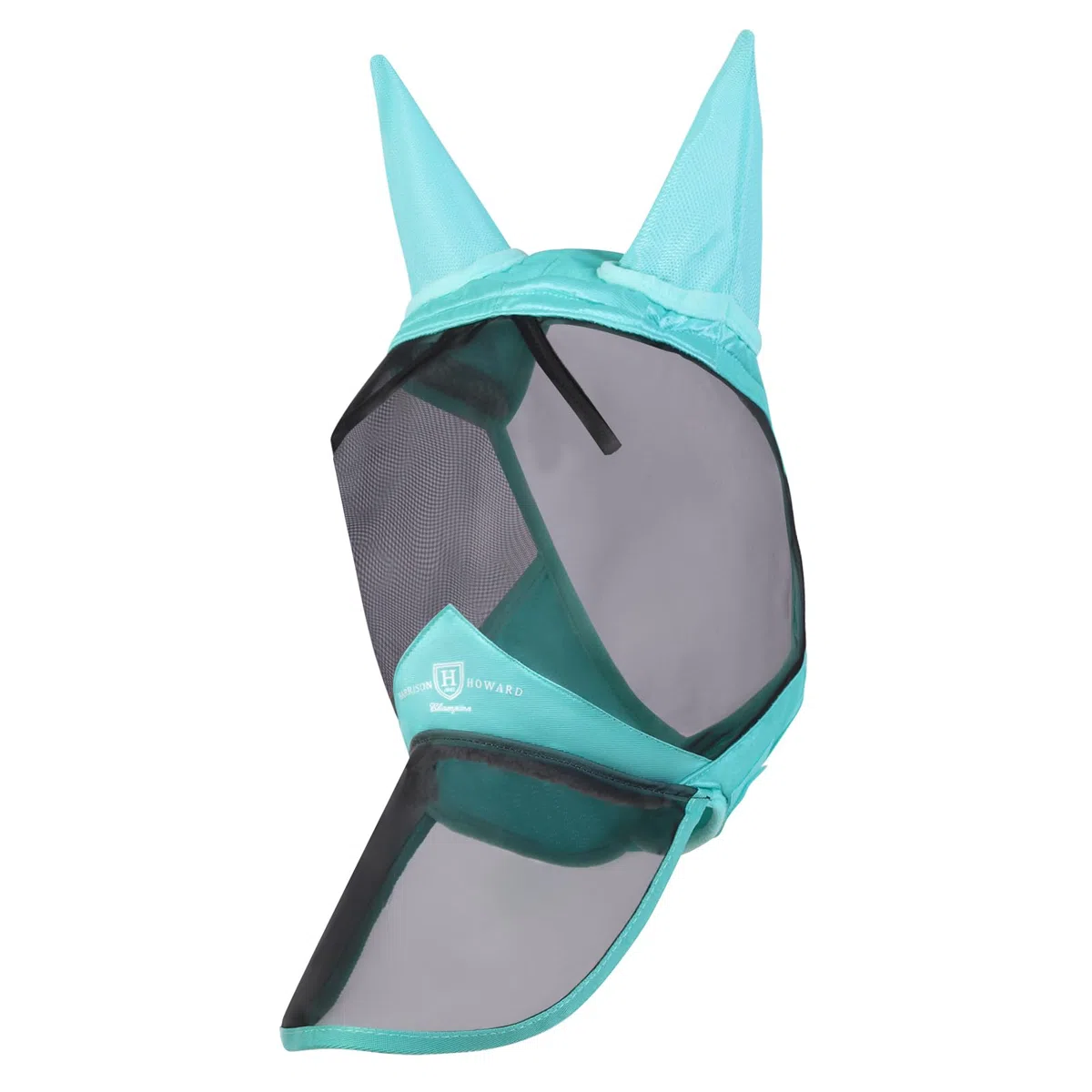 Harrison Howard CareMaster Pro Luminous Máscara de Mosca de Caballo Nariz Larga con Orejas Protección UV para Caballo-Menta de Verano (M)