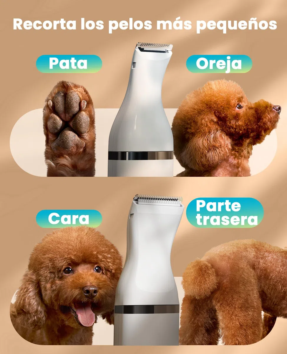 oneisall Cortapelos para perros bajo nivel de ruido para recortar el pelo de perro alrededor de las patas, los ojos, las orejas, la cara y el rump (Blanco)