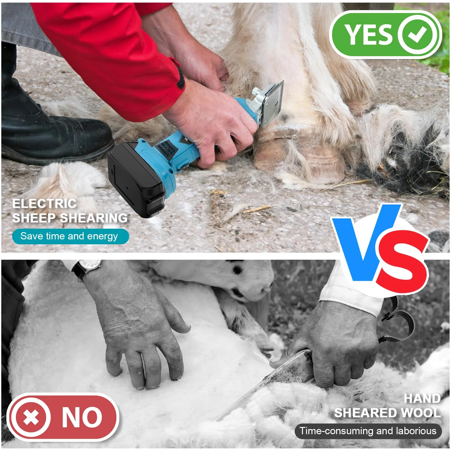Tijeras para caballos y ovejas, compatibles con batería Makita de 18 V, motor de 2500 RPM/min, 6 velocidades, 35 mm, profesional, para todo el vello corporal (sin batería)