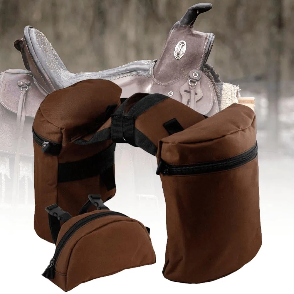 Bolsa De Sillín De Caballo Endurance, Alforja De Caballo Compacta, Bolsa De Sillín De Cuerno Duradera, Práctico Bolsillo con Pommel para Montar a Larga Distancia