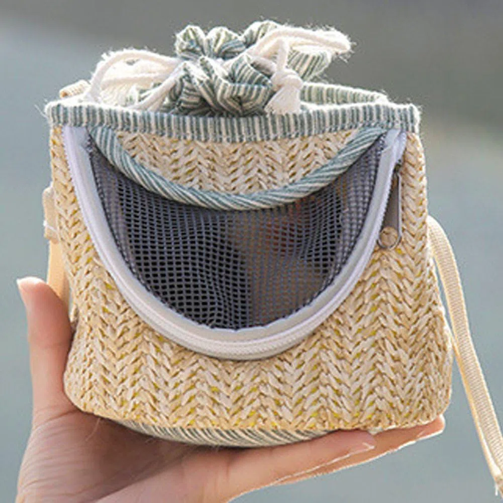 Mochila Tejida para Pájaros, Bolsa De Transporte para Loros Y Pájaros, Bolsa De Viaje para Mascotas con Correa De Hombro Ajustable para Loros, Periquitos, Mascotas Pequeñas