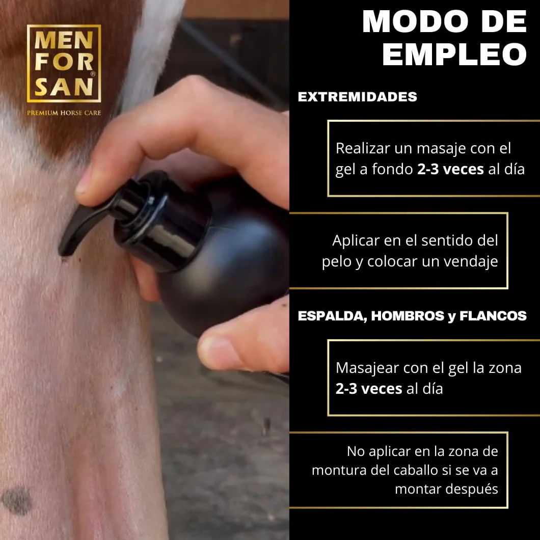 MENFORSAN Linimento en Gel para Caballos, 500ml | Alivia y estimula los músculos | Vegan Friendly, 100% Natural | Premium Horse Care
