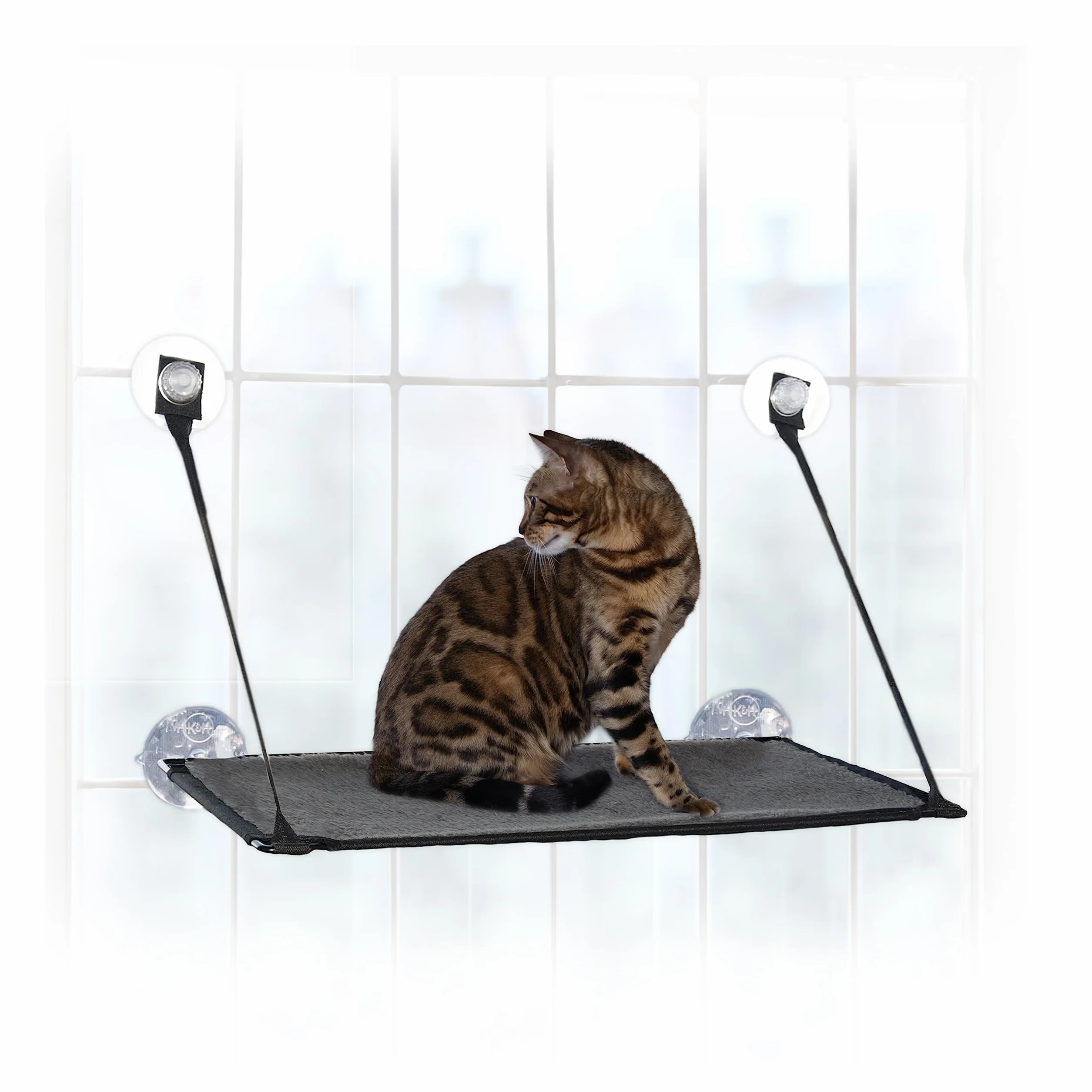 K&H Mascotas| Soporte EZ para Ventanas | Cama para Gatos de Dos Alturas Que se acopla en el umbral de la Ventana