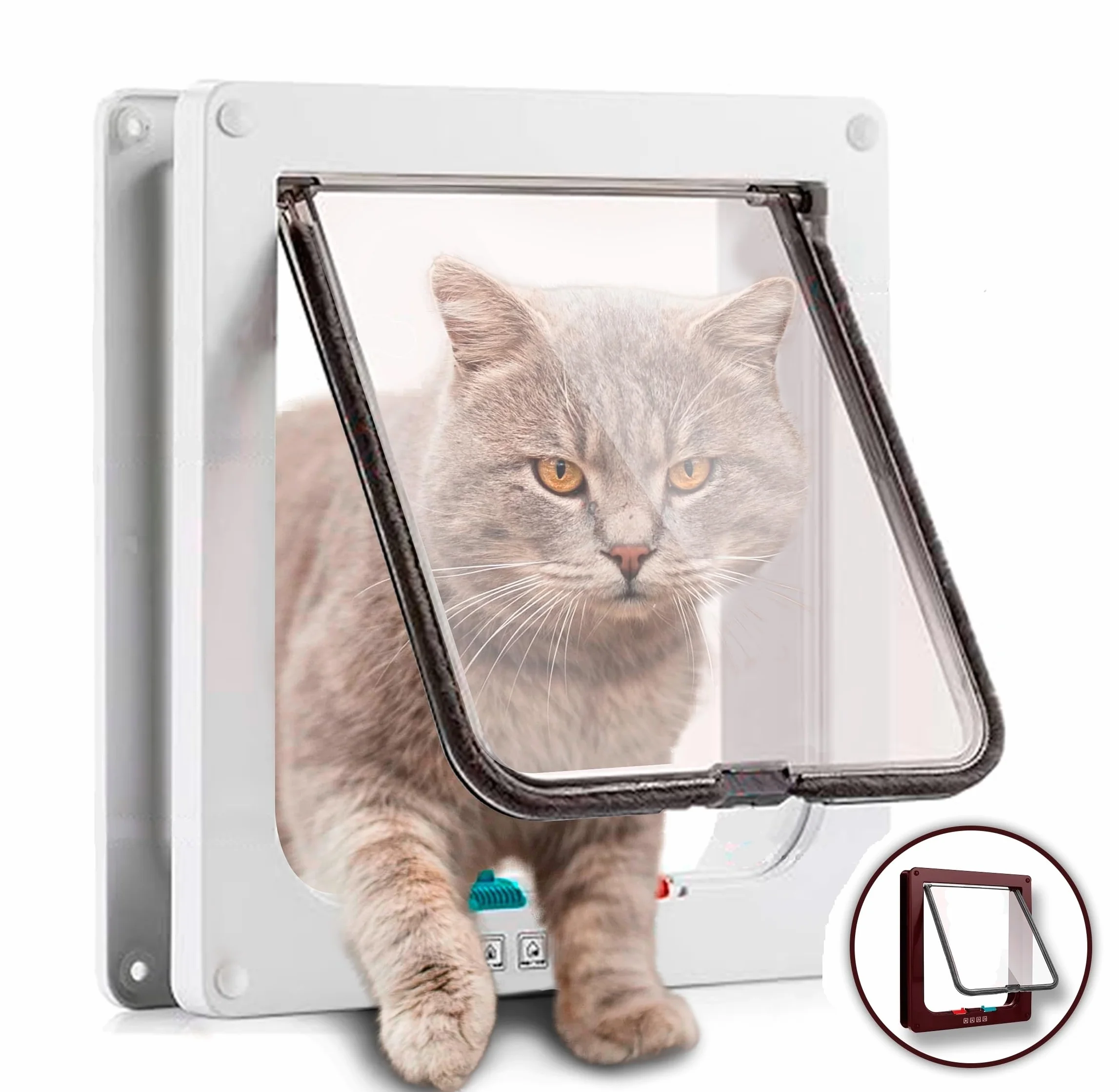 Gateras para Puertas - Puerta para Gatos y Perros con Cierre Magnético de 4 Vías – Gatera – Puerta Gatera – Puerta para Gatos y Perros – Gatera para Gatos - Puerta para Mascotas Gatos y Perros
