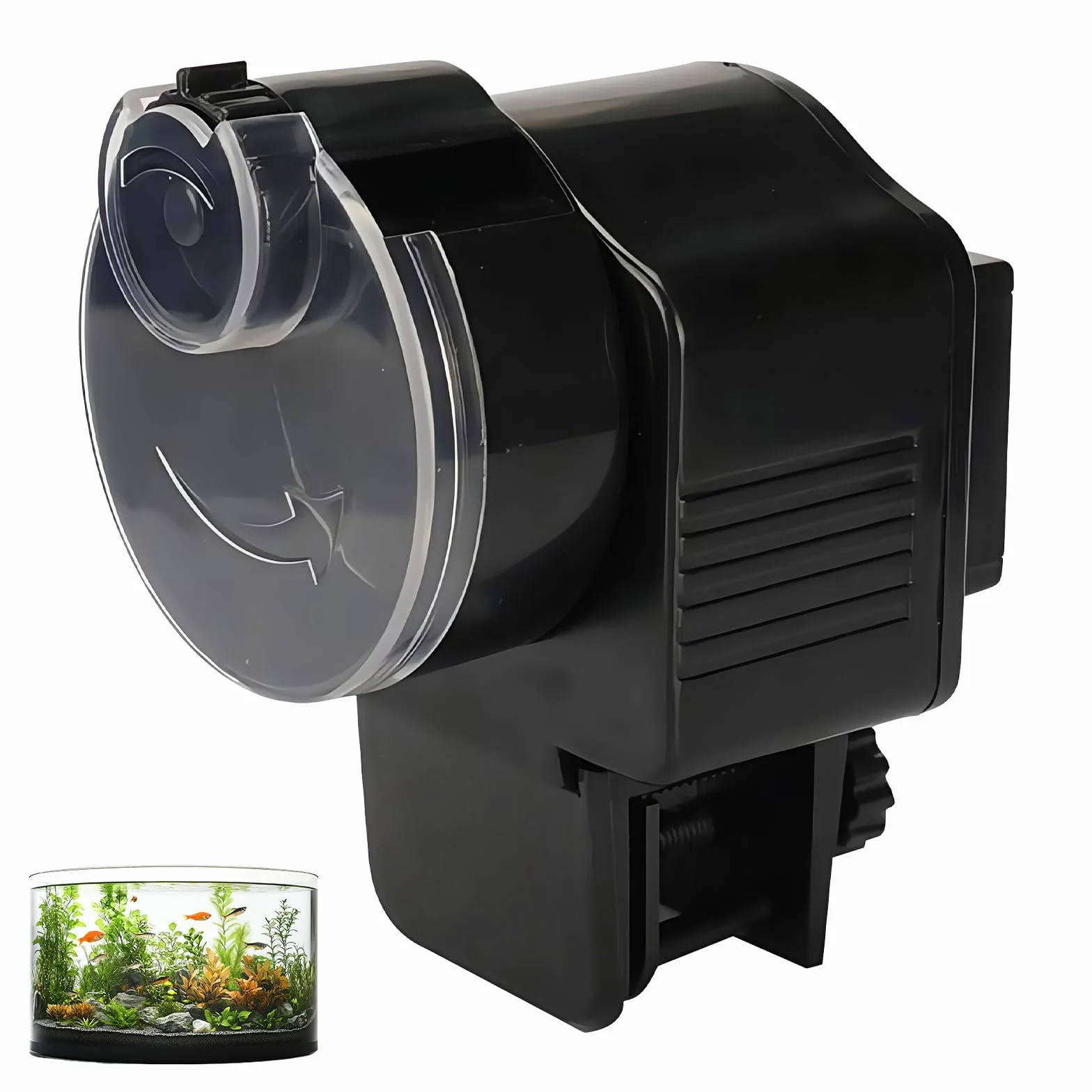 comedero y automático dispensador de comida para pez en acuario: 60 ml, ajustable para gránulos y rayas, para acuarios de cristal